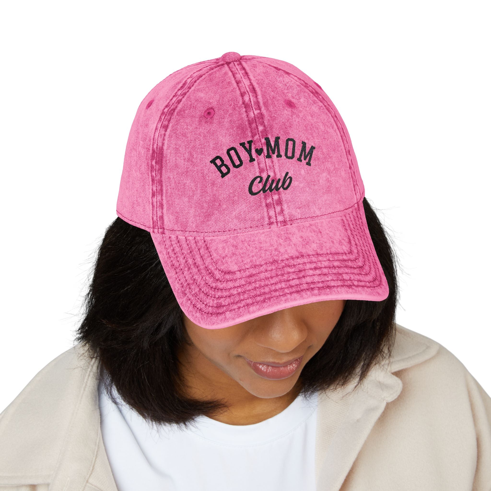 Embroidered Boy Mom Club Cap | Vintage Washed Baseball Hat