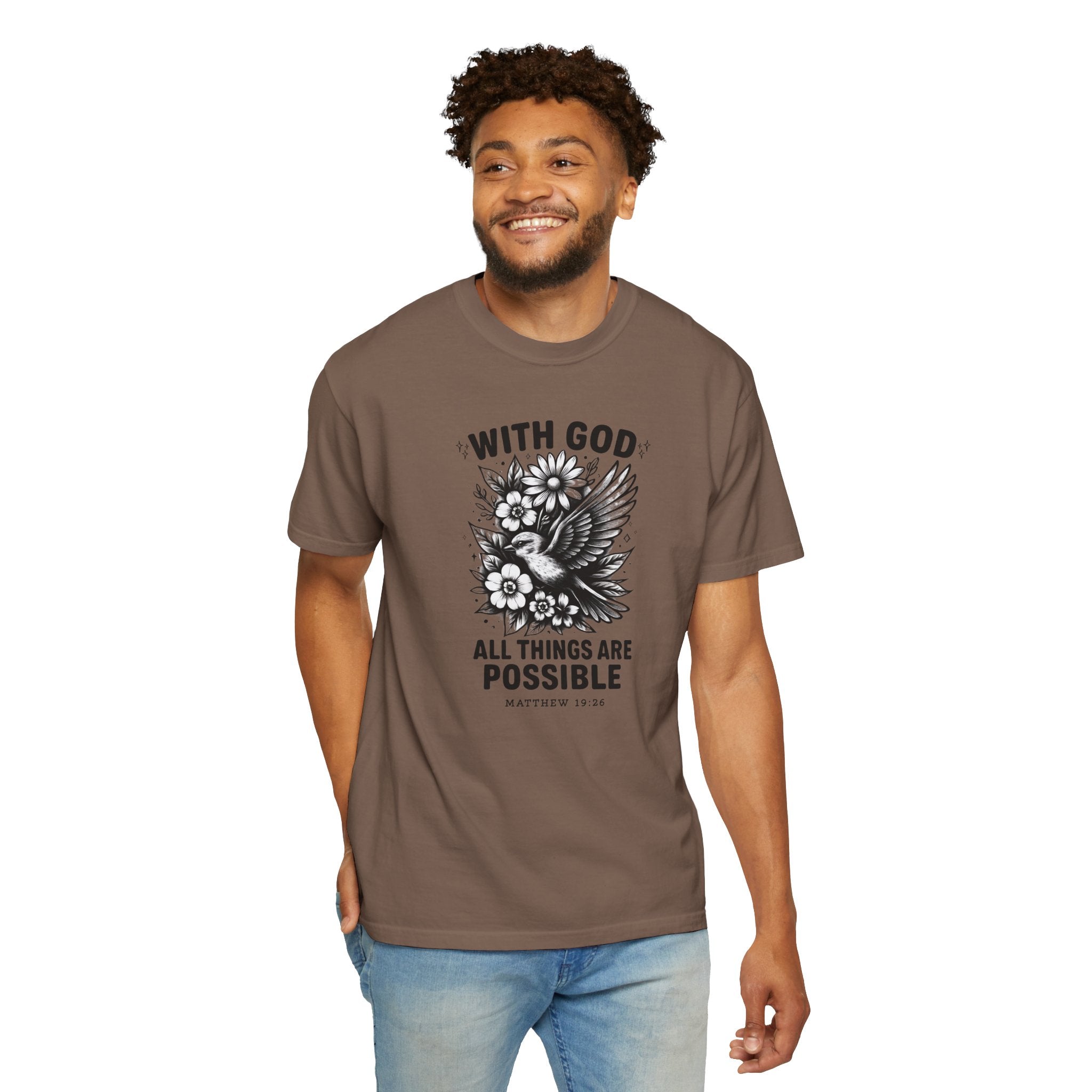 Matthew 19 26 Comfort Colors Tee, With God All Things Are Possible Shirt, Christian Bible Verse Shirt, Faith Christian Comfort Colors Shirt