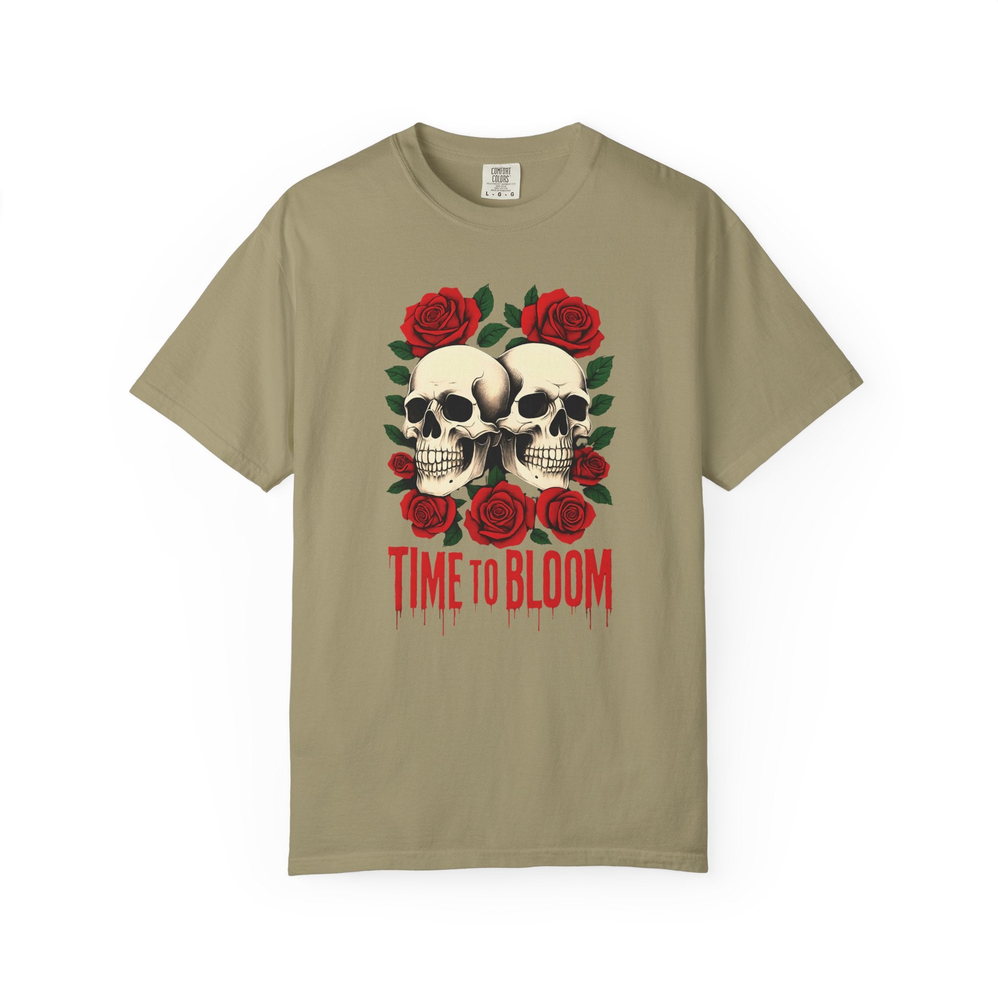 Stylish Skull & Rose Unisex T-shirt, Grunge Tee, Unisex Casual Wear, Unique Graphic Top, Gift for Goths, Time to Bloom Apparel