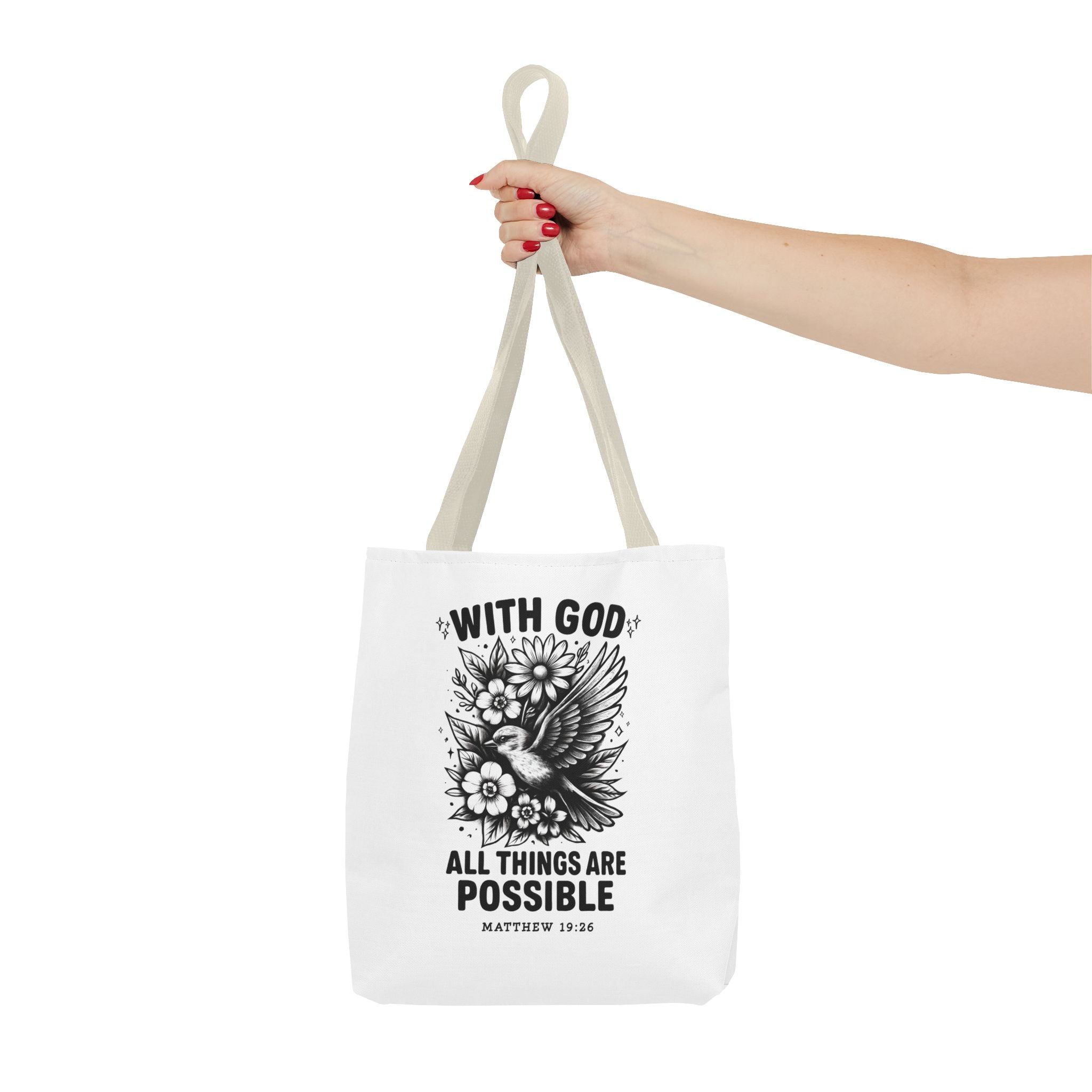Matthew 19 26 Christian Tote Bag, Bible Verse Tote, Inspirational Tote Bag, Faith Tote, Scripture Tote, Gift for Believers