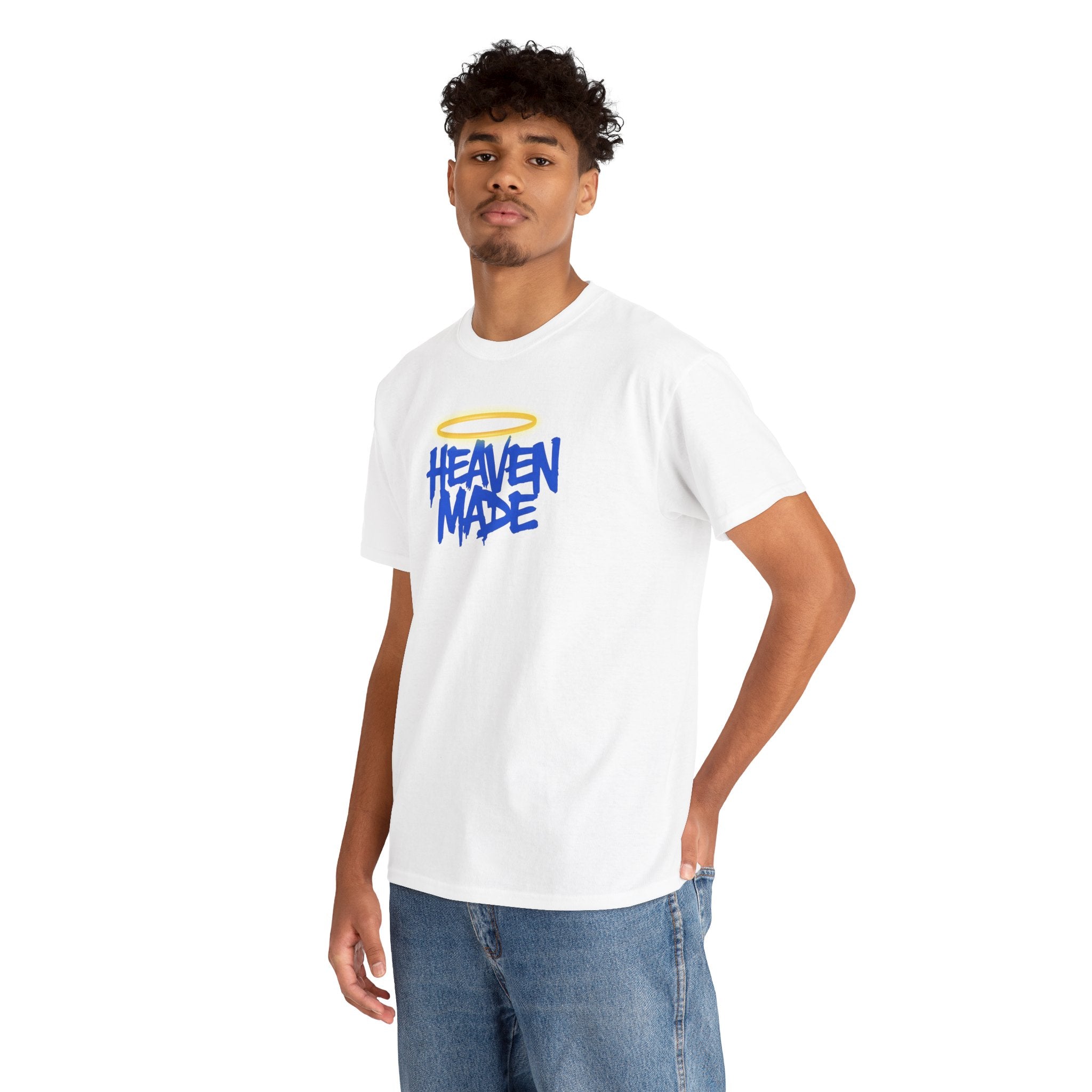 Heaven Made Unisex Heavy Cotton Tee, Trendy Graphic Tee, Casual Streetwear, Gift for Friends, Everyday Wear, Unique T-Shirt