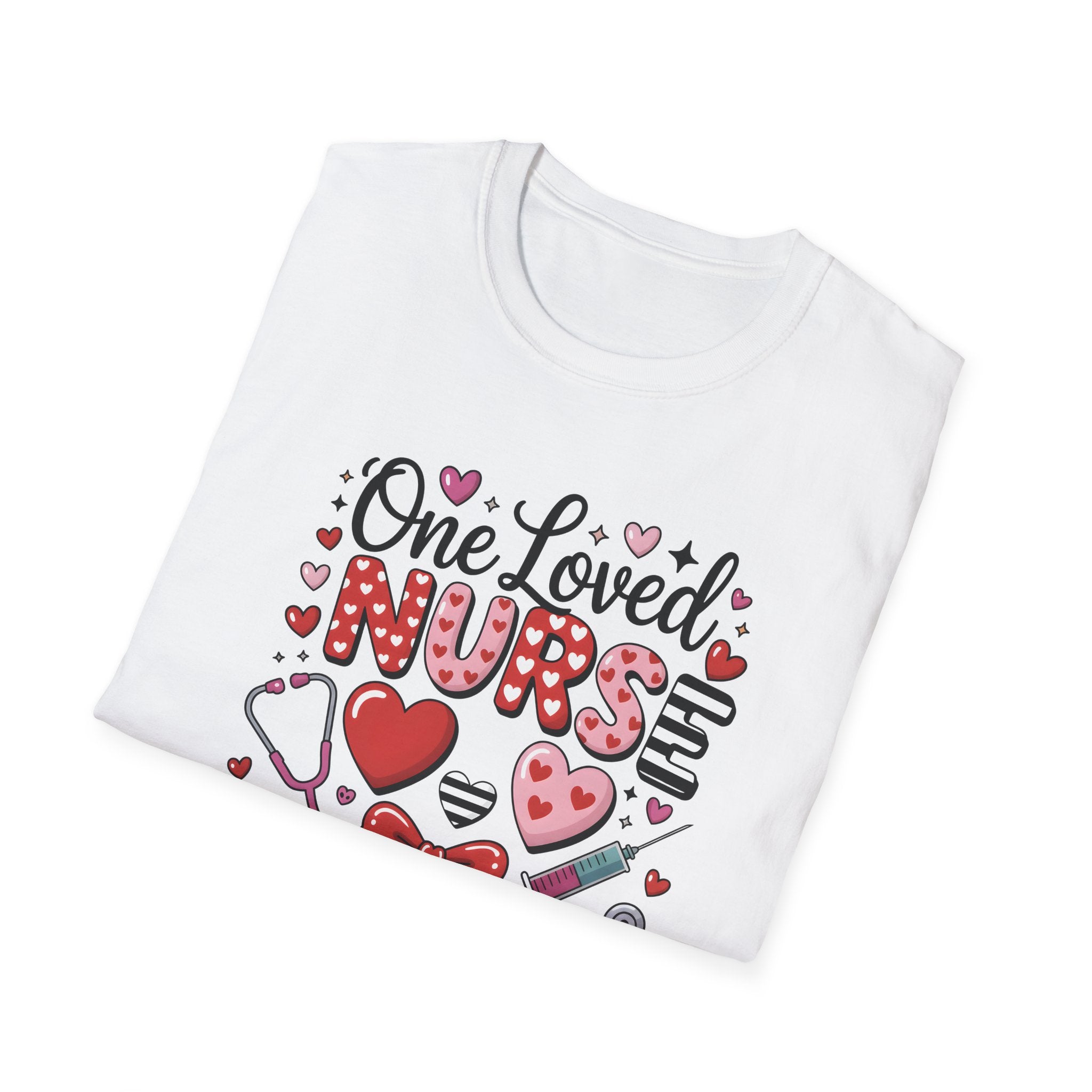Nurse T-Shirt — "One Loved Nurse" Cute Heart & Stethoscope Gift Tee