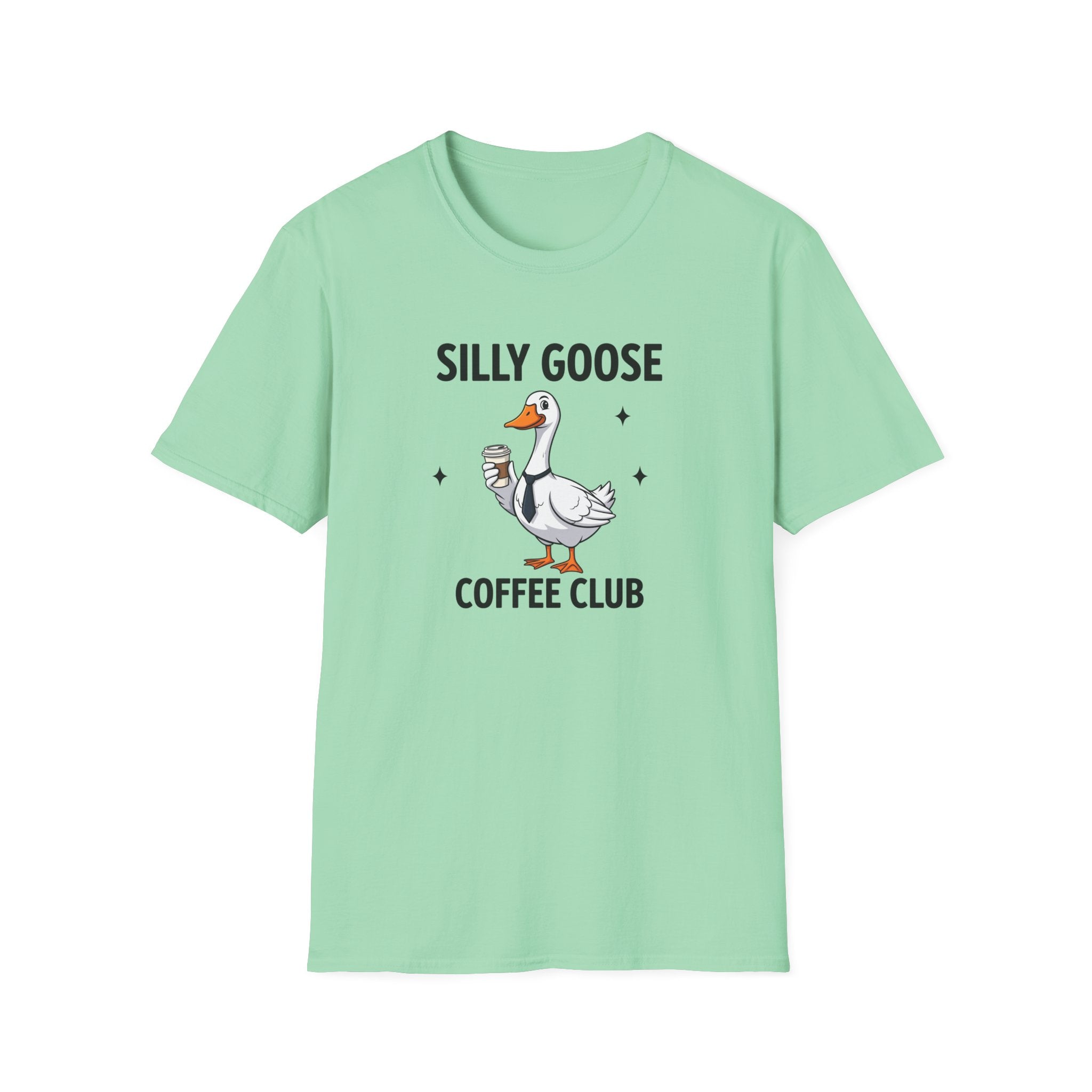 Silly Goose Coffee Club T-Shirt, Unisex Tee, Cute Animal Shirt, Fun Coffee Lover Gift Casual Wear, Quirky Humor Tee, Shirt for Caffeine Fans