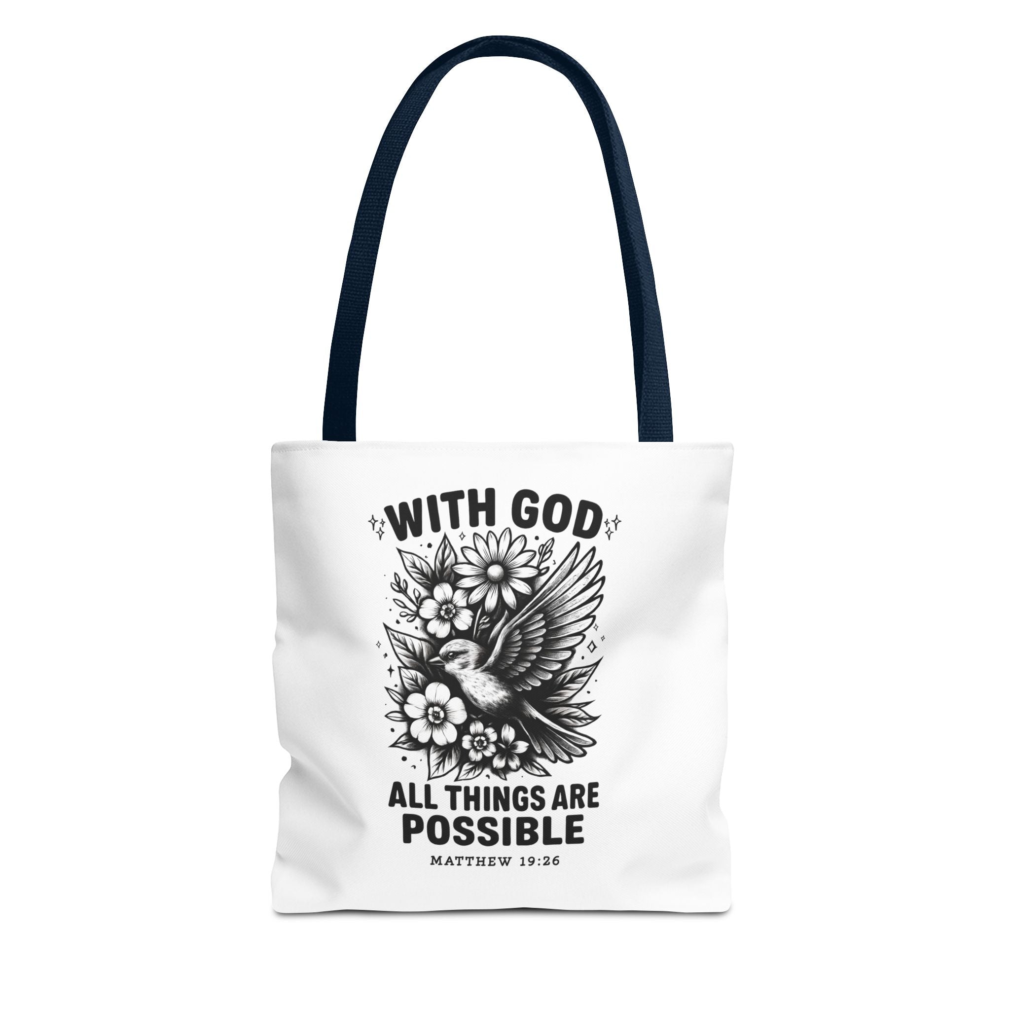 Matthew 19 26 Christian Tote Bag, Bible Verse Tote, Inspirational Tote Bag, Faith Tote, Scripture Tote, Gift for Believers