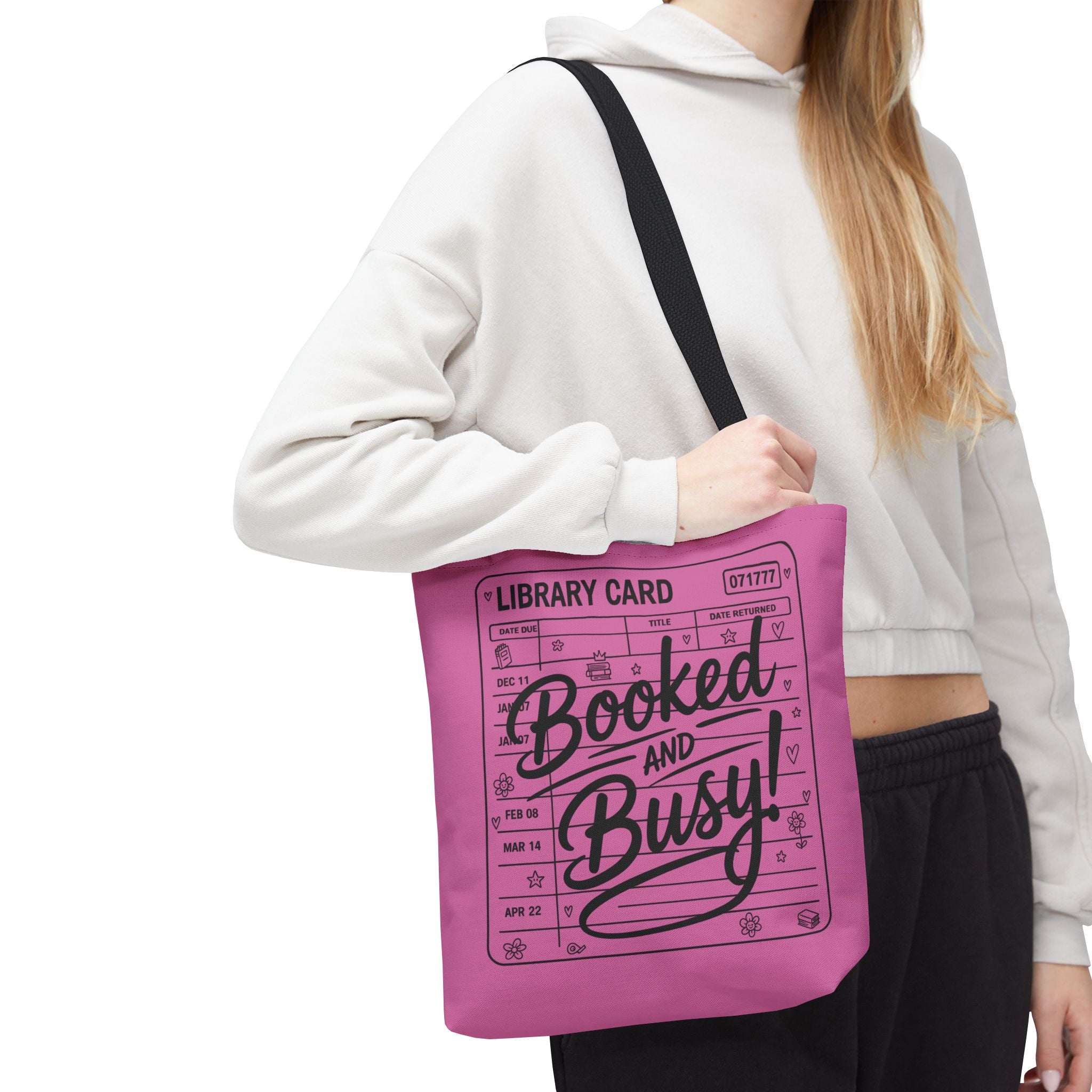 Booked and Busy library card Tote Bag | Book Lover Tote