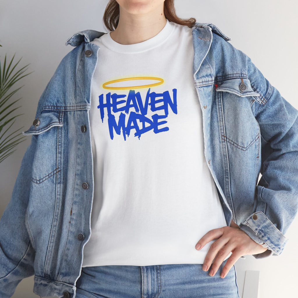Heaven Made Unisex Heavy Cotton Tee, Trendy Graphic Tee, Casual Streetwear, Gift for Friends, Everyday Wear, Unique T-Shirt