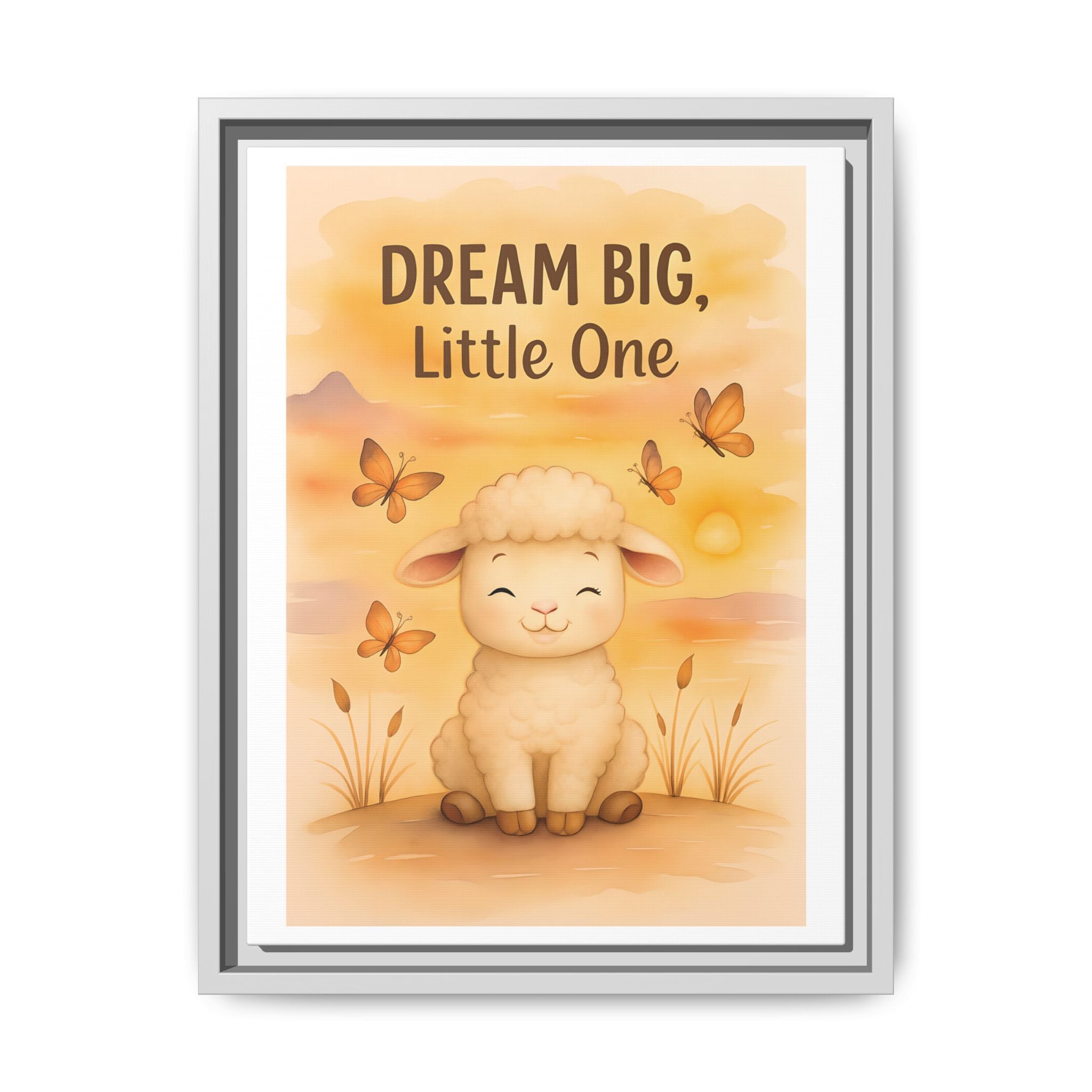 Framed Baby Sheep Nursery Wall Art, AI Generated, Sheep Décor, 'Dream Big, Little One' Animal Nursery Art, Cute Farm Theme, Baby Room Décor, Nursery Gift