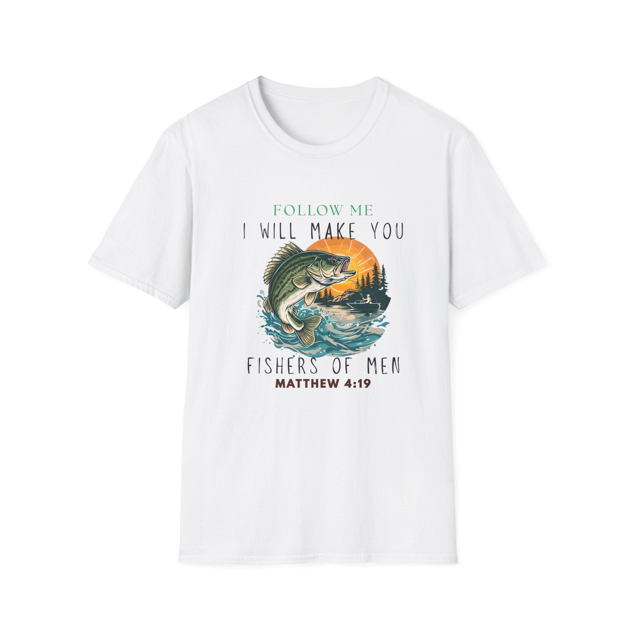Fishers of Men Christian Fishing T-Shirt — Matthew 4:19 Faith Tee