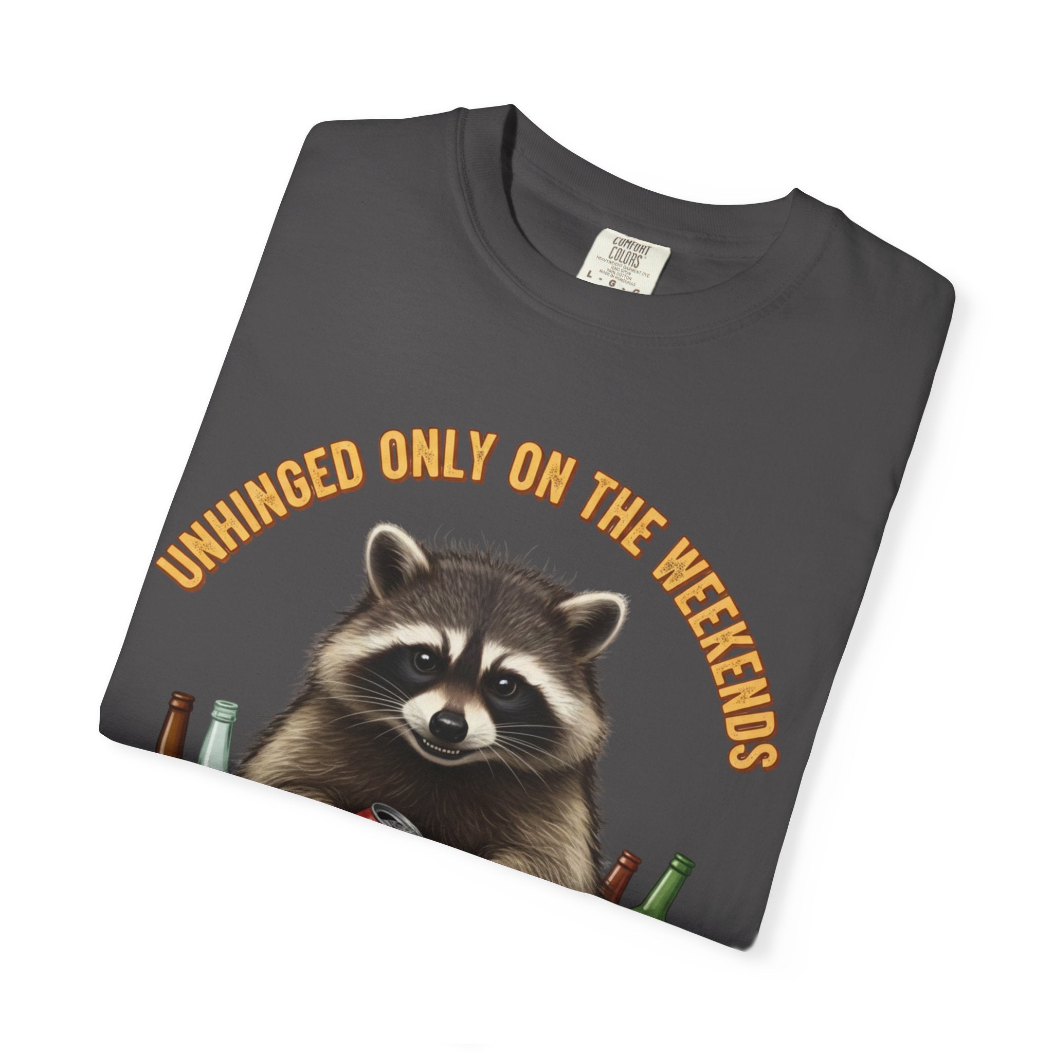 Raccoon Party T-Shirt|Comfort Colors 'Unhinged Only On The Weekends' Vintage Party Tee