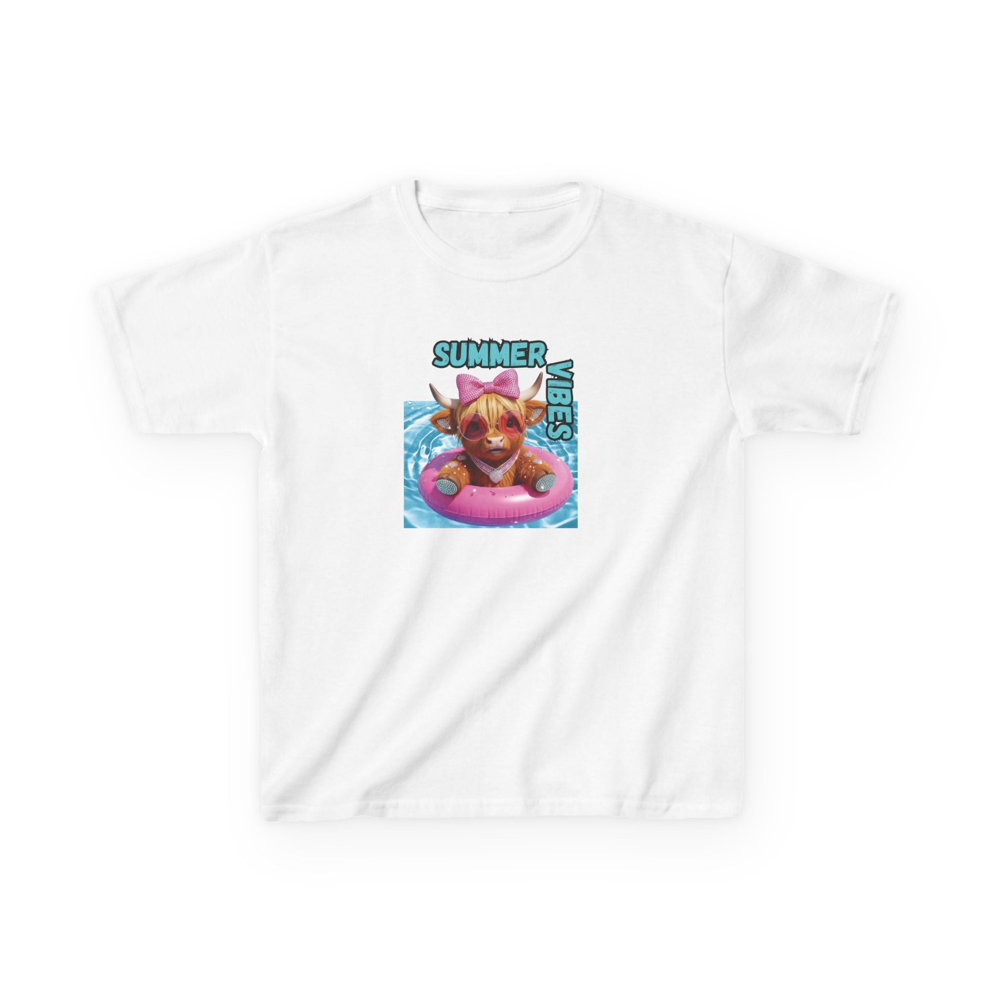 Girl's Summer Vibes Kids Tee | Fun Summer T-Shirt for Kids, Beach Shirt, Vacation Tee, Pool Party Gift