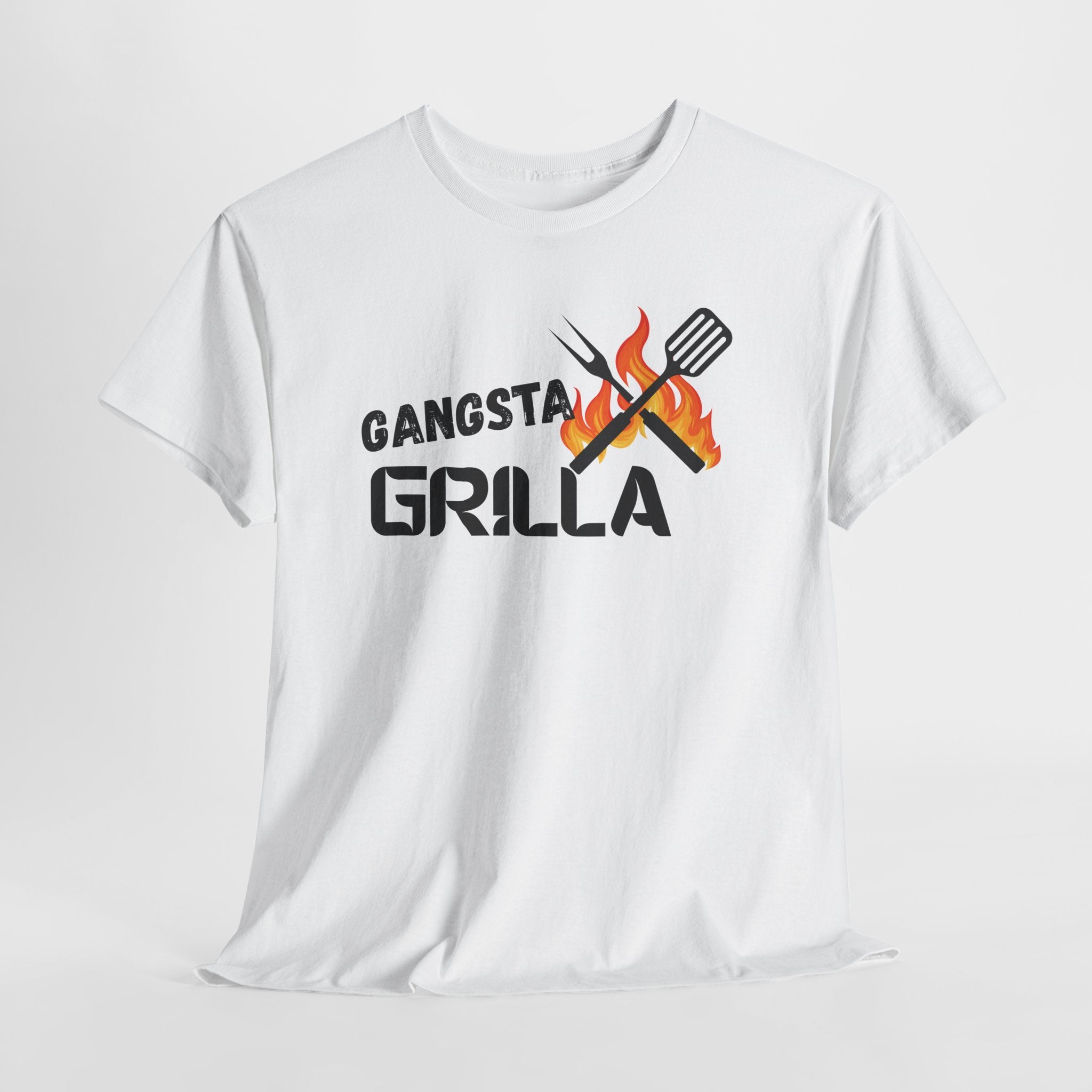 Gangsta Grilla BBQ Unisex Heavy Cotton Tee, Grilling Shirt, Cooking Gift, Father's Day Apparel, Summer BBQ Outfit, Foodie Tee