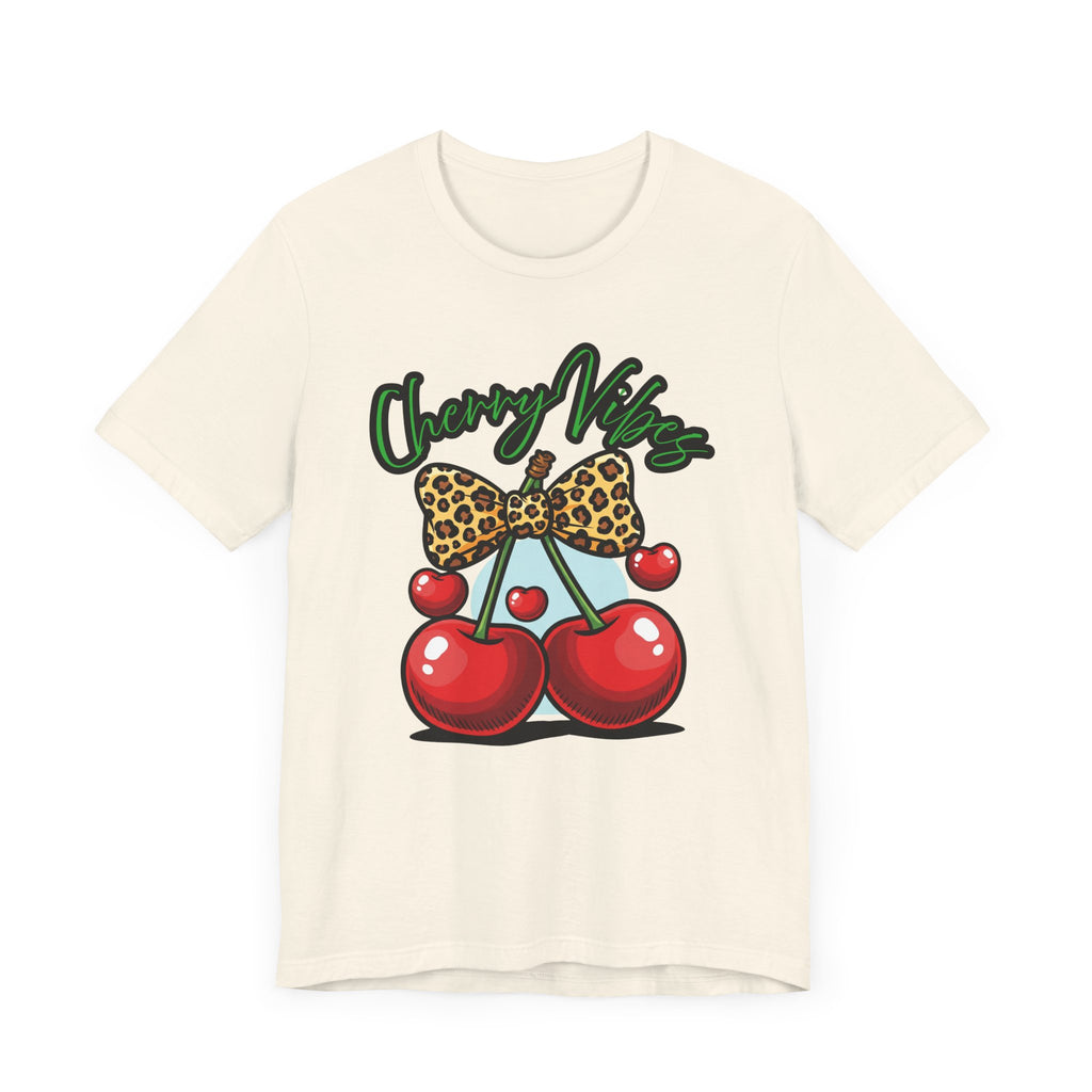 Cherry Vibes Short Sleeve Tee, Fun Graphic T-Shirt, Summer Style, Cute Gift for Friends, Party Top, Festival Wear