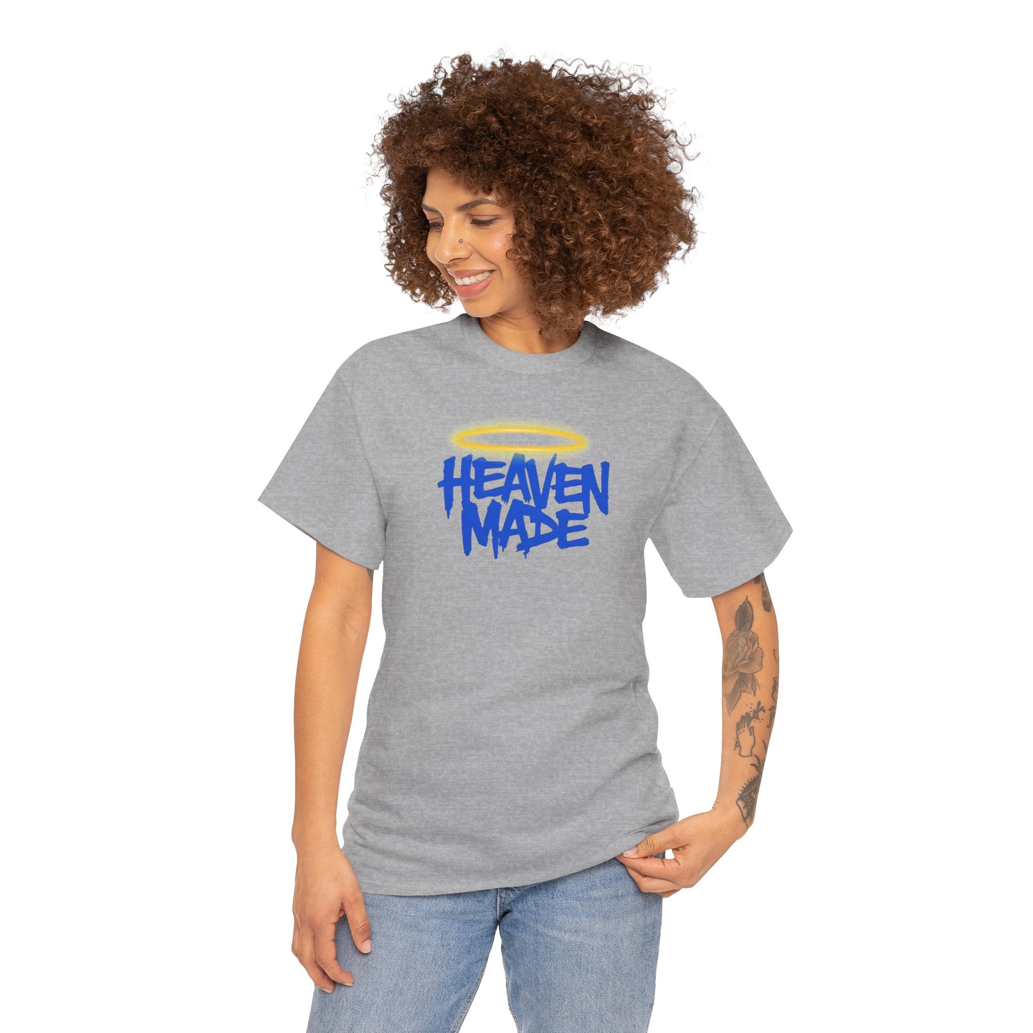Heaven Made Unisex Heavy Cotton Tee, Trendy Graphic Tee, Casual Streetwear, Gift for Friends, Everyday Wear, Unique T-Shirt