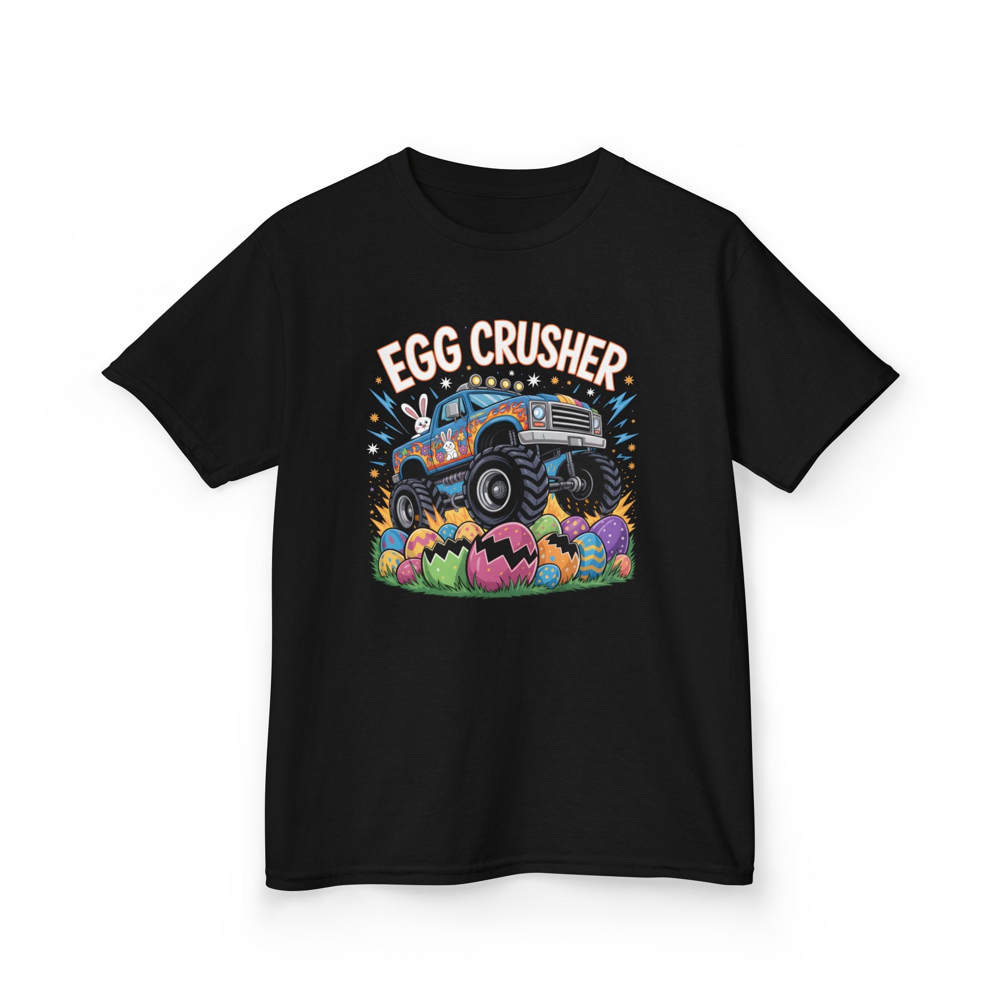 Egg Crusher Kids T-Shirt — Monster Truck Easter Tee for Boys & Girls