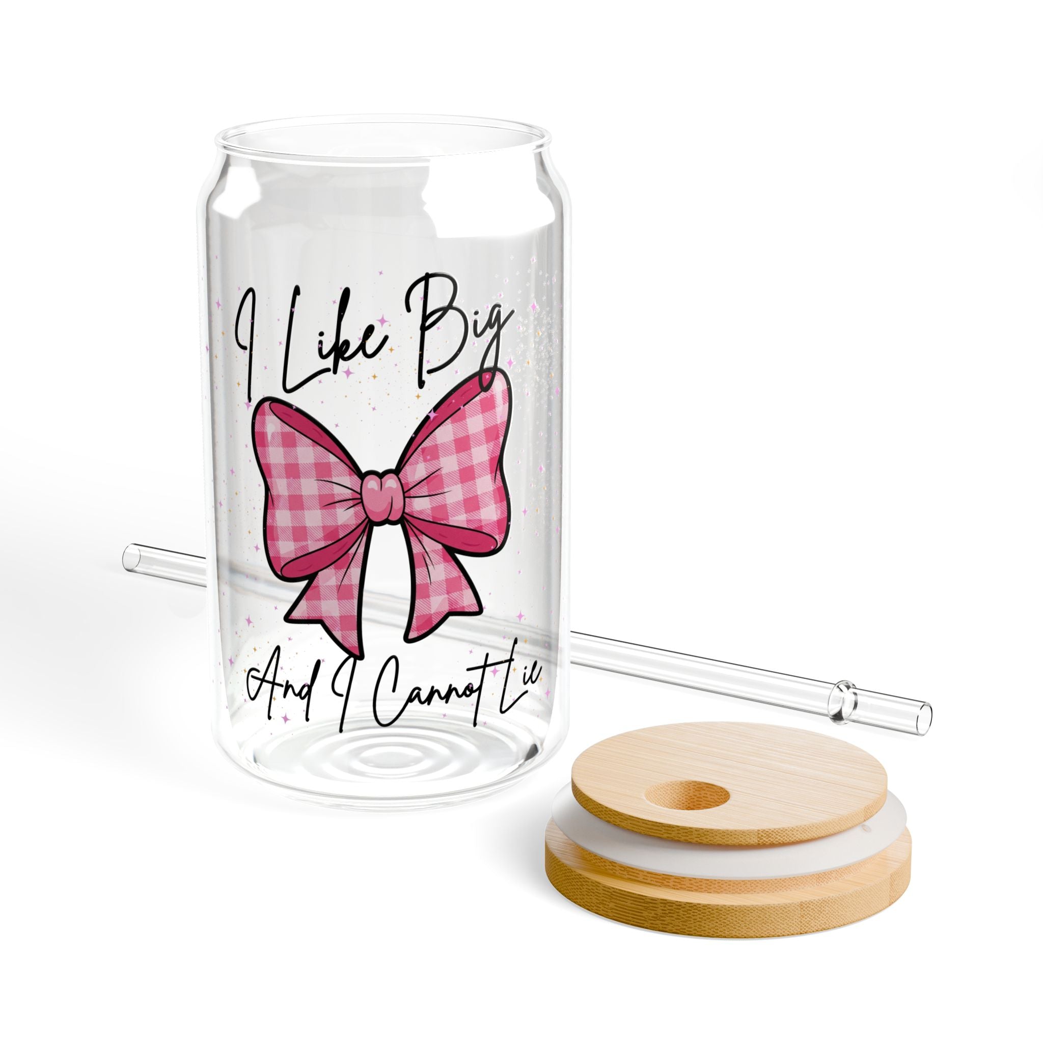 Cute Gingham Sipper Glass with Straw, I Like Big Bows, Perfect for Parties, Gifts, or Everyday Use, Eco-Friendly Drinkware, Stylish Beverage [...]