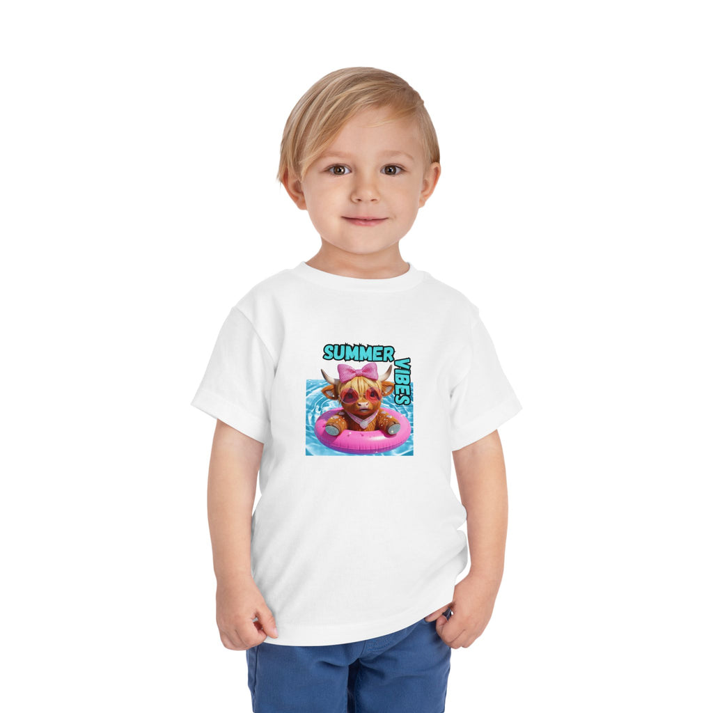 Girl Toddler Summer Vibes Tee, Cute Toddler Top, Pool Party Clothing, Fun Toddler Wear