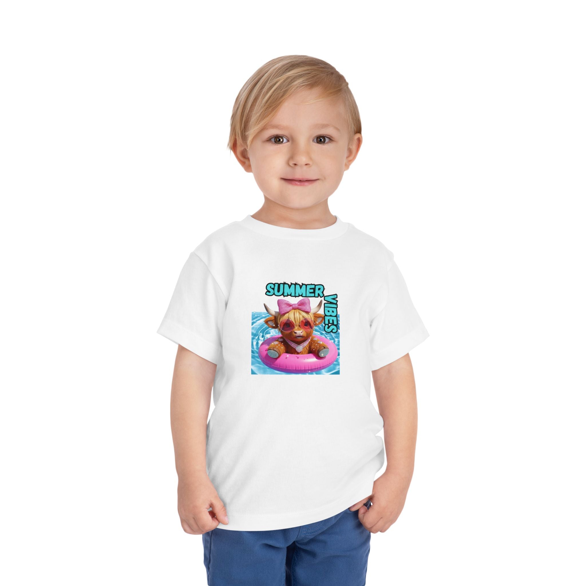 Girl Toddler Summer Vibes Tee, Cute Toddler Top, Pool Party Clothing, Fun Toddler Wear