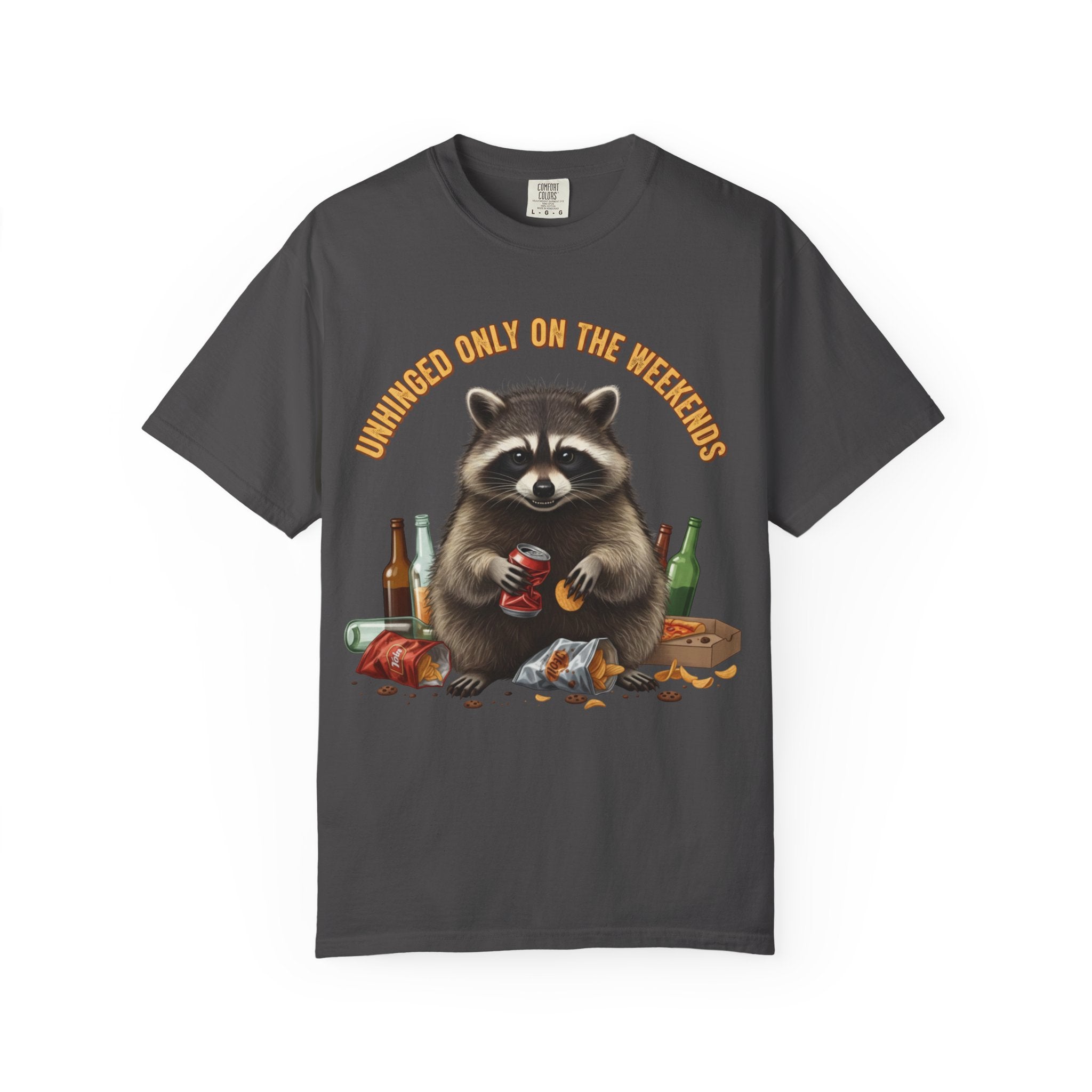 Raccoon Party T-Shirt|Comfort Colors 'Unhinged Only On The Weekends' Vintage Party Tee