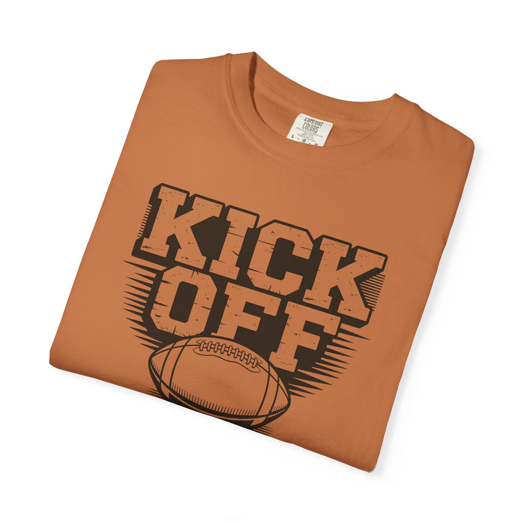 Kick Off Unisex Garment-Dyed T-shirt for Sports Lovers, Football Fans, Casual Wear, Gift Idea, Game Day Apparel