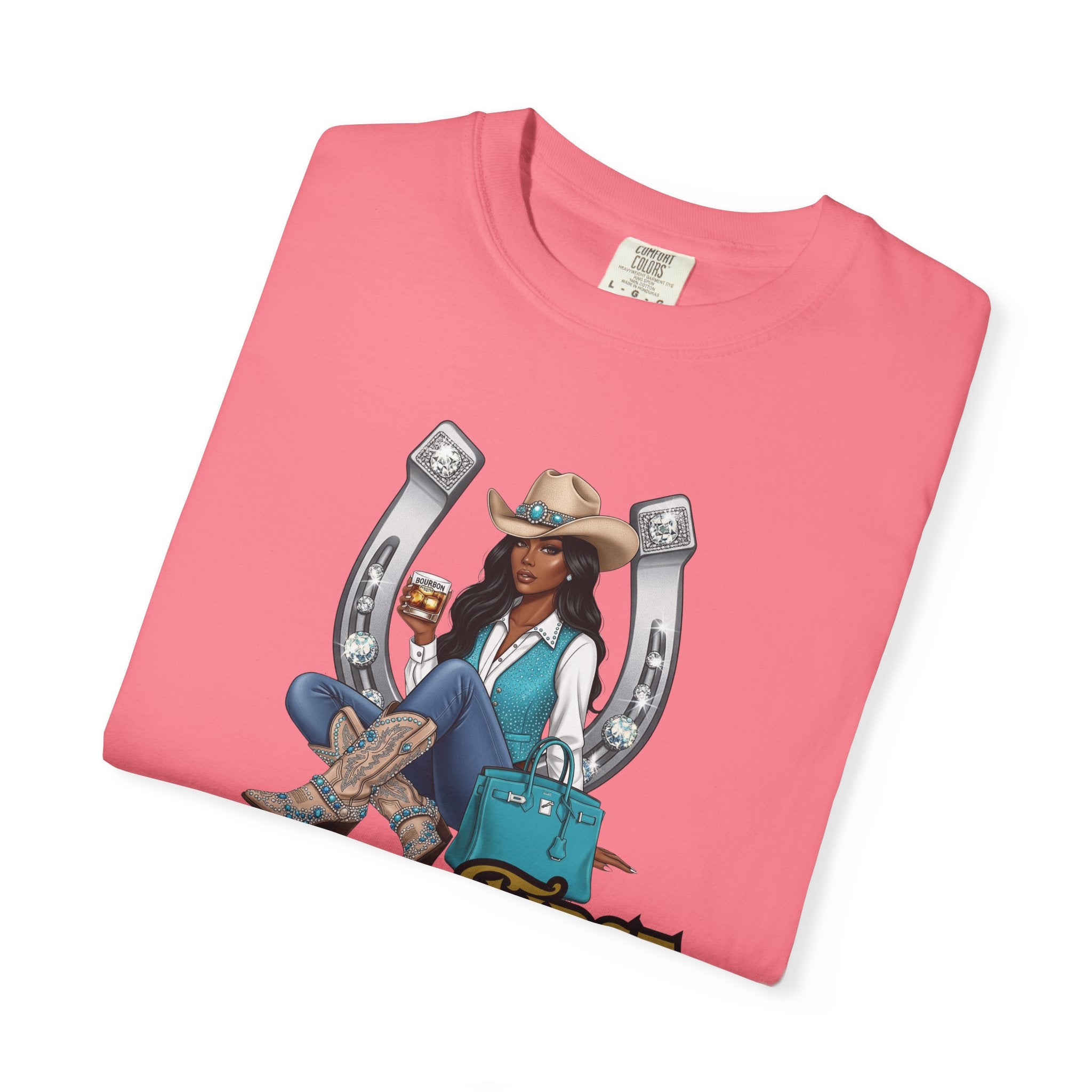 African American Cowgirl Rodeo Themed Rhinestone Shirt, 'Not My First Rodeo' Western Style Top, Rodeo Shirt, Boots On The Ground Tee