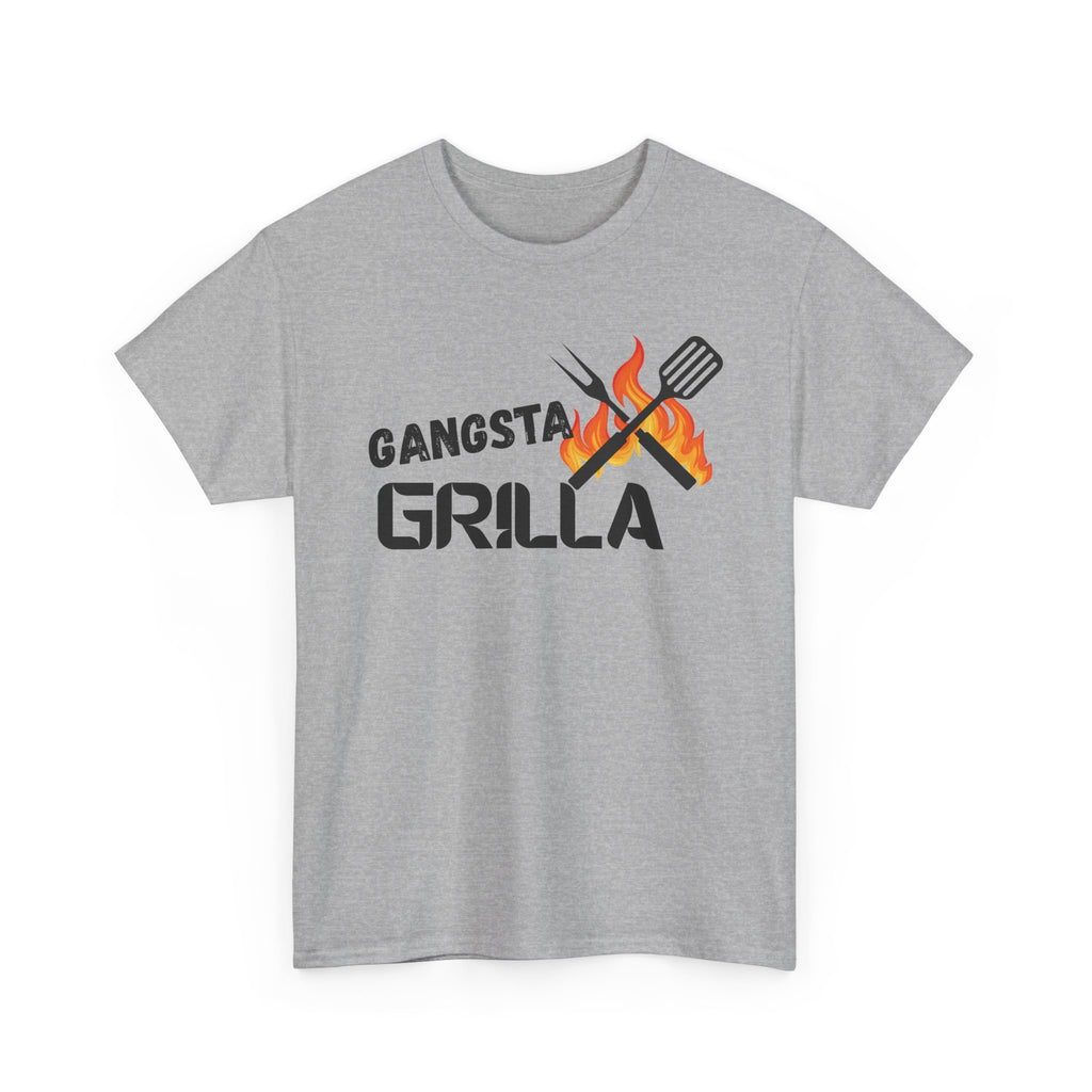 Gangsta Grilla BBQ Unisex Heavy Cotton Tee, Grilling Shirt, Cooking Gift, Father's Day Apparel, Summer BBQ Outfit, Foodie Tee