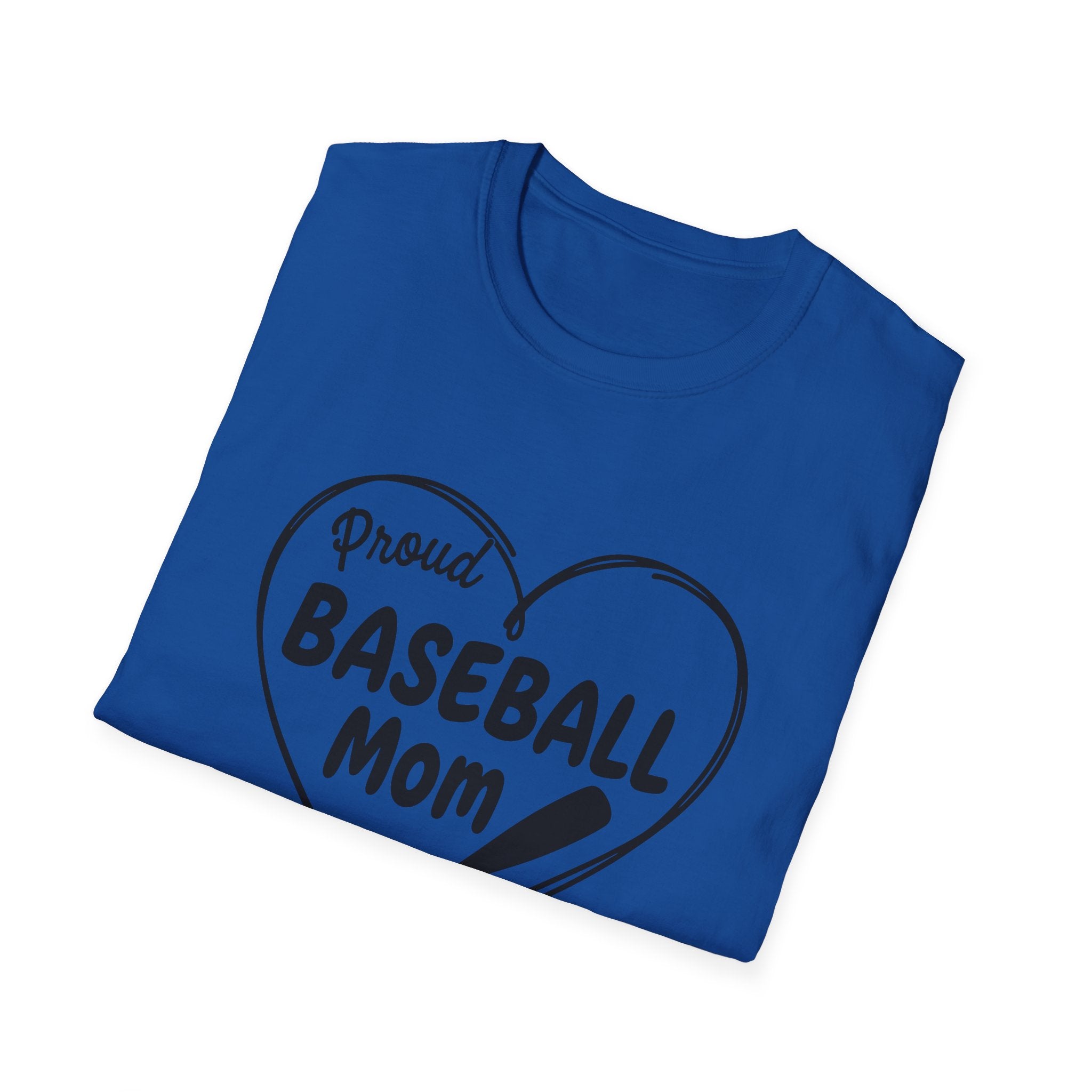 Proud Baseball Mom T-Shirt | Heart Baseball Bat Design