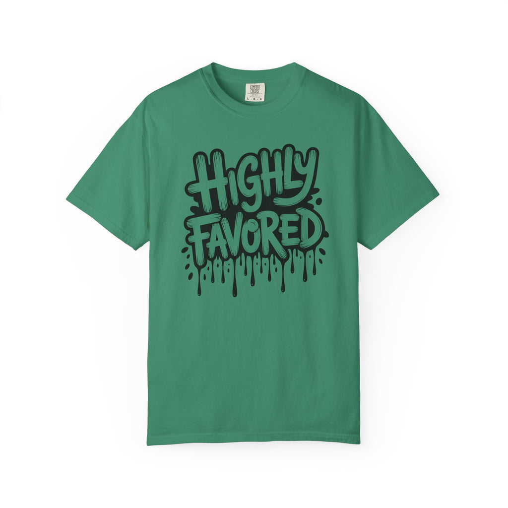 Highly Favored Comfort Colors Unisex Garment-Dyed T-Shirt | Casual Streetwear, Gift for Friends, Inspirational Apparel, Everyday Comfort, Affirmation Tee