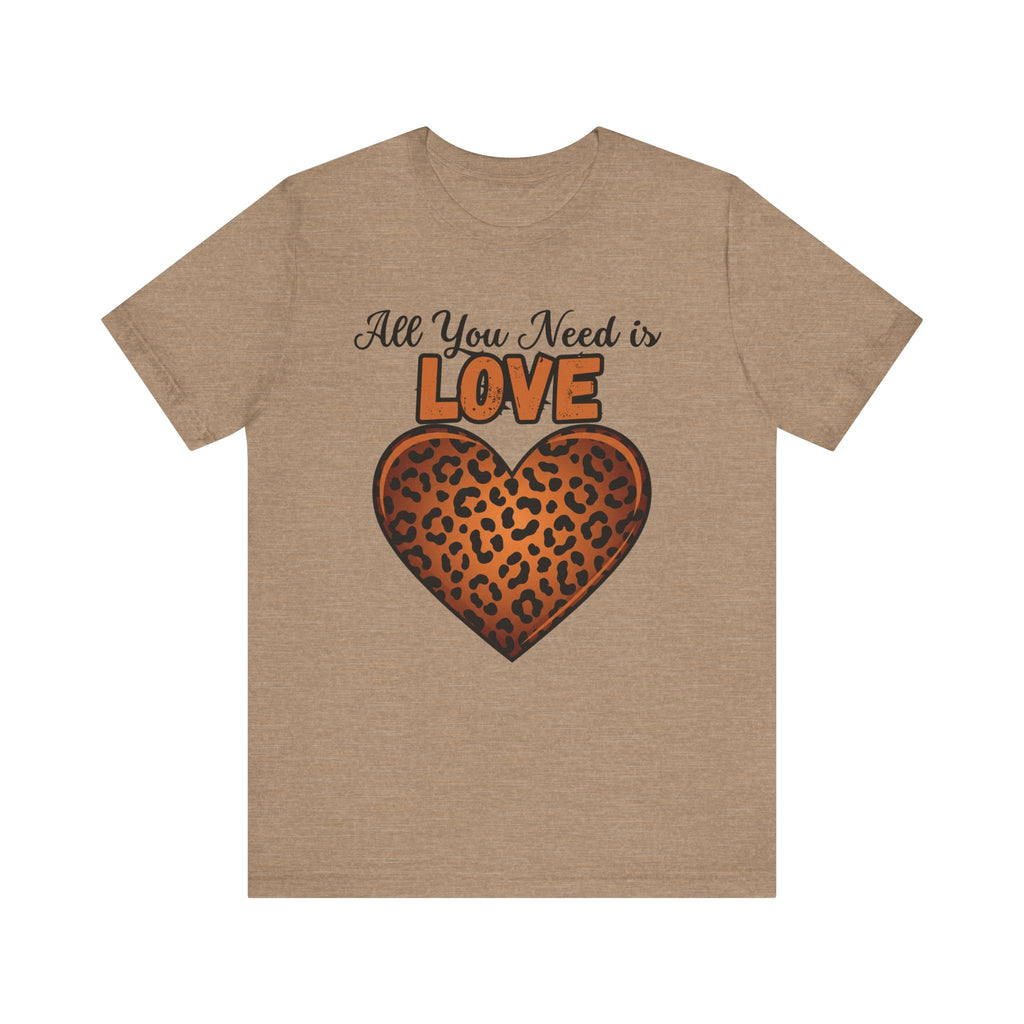 Heartfelt Love Leopard Print Tee, Cute Casual Top, Love Collection