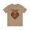 Heartfelt Love Leopard Print Tee, Cute Casual Top, Love Collection