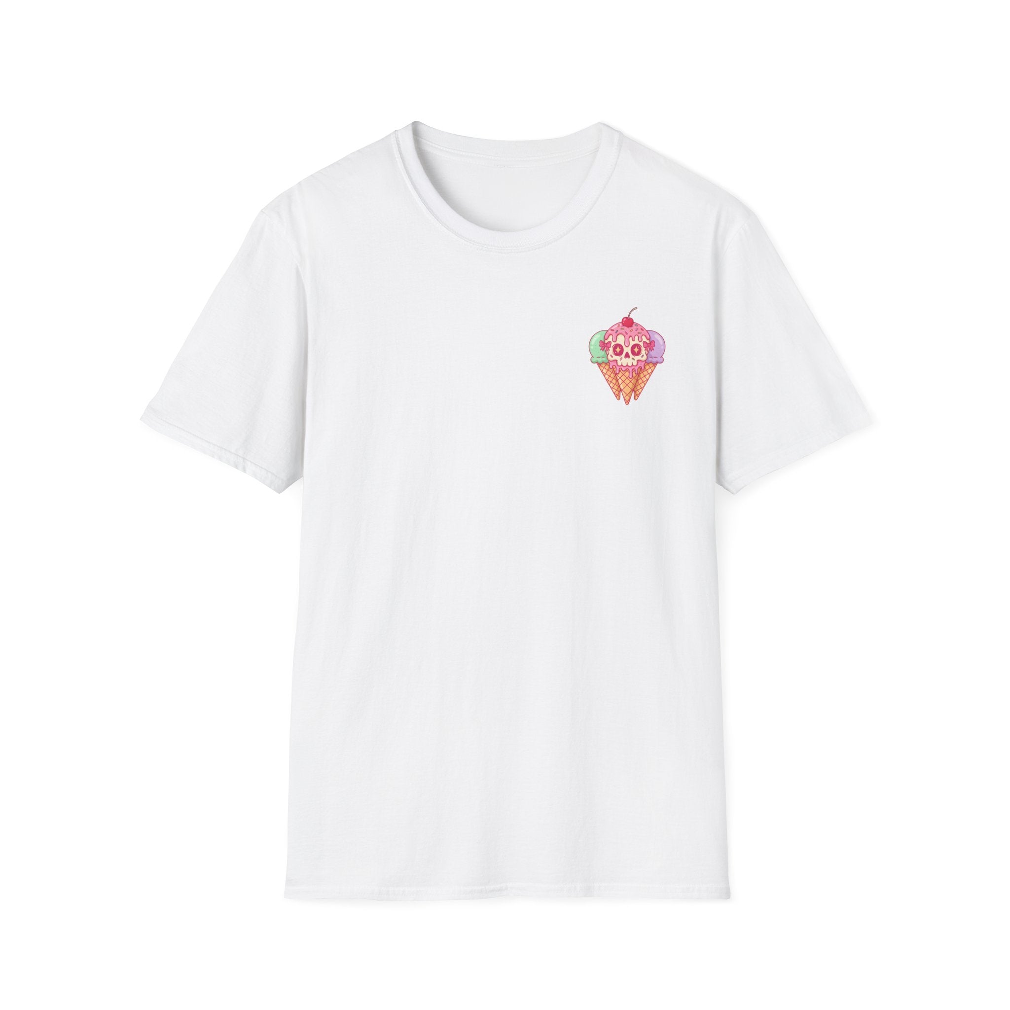 MsDembeauty Summer Collection: Ice Cream Skull T-Shirt — Cute Pastel Retro Graphic Front and Back Tee
