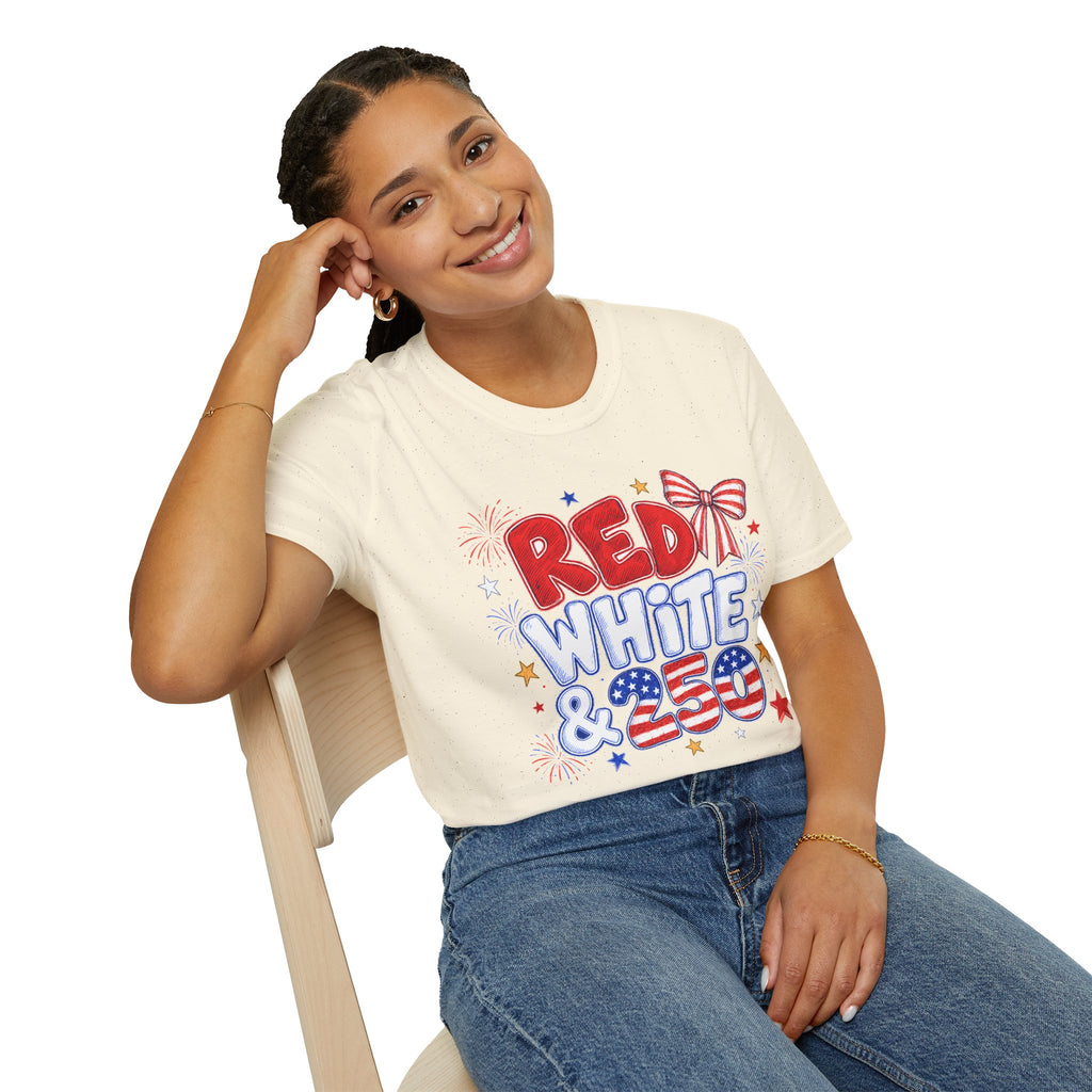 Patriotic "Red White & 250" T‑Shirt — 4th of July American Flag Celebration Tee