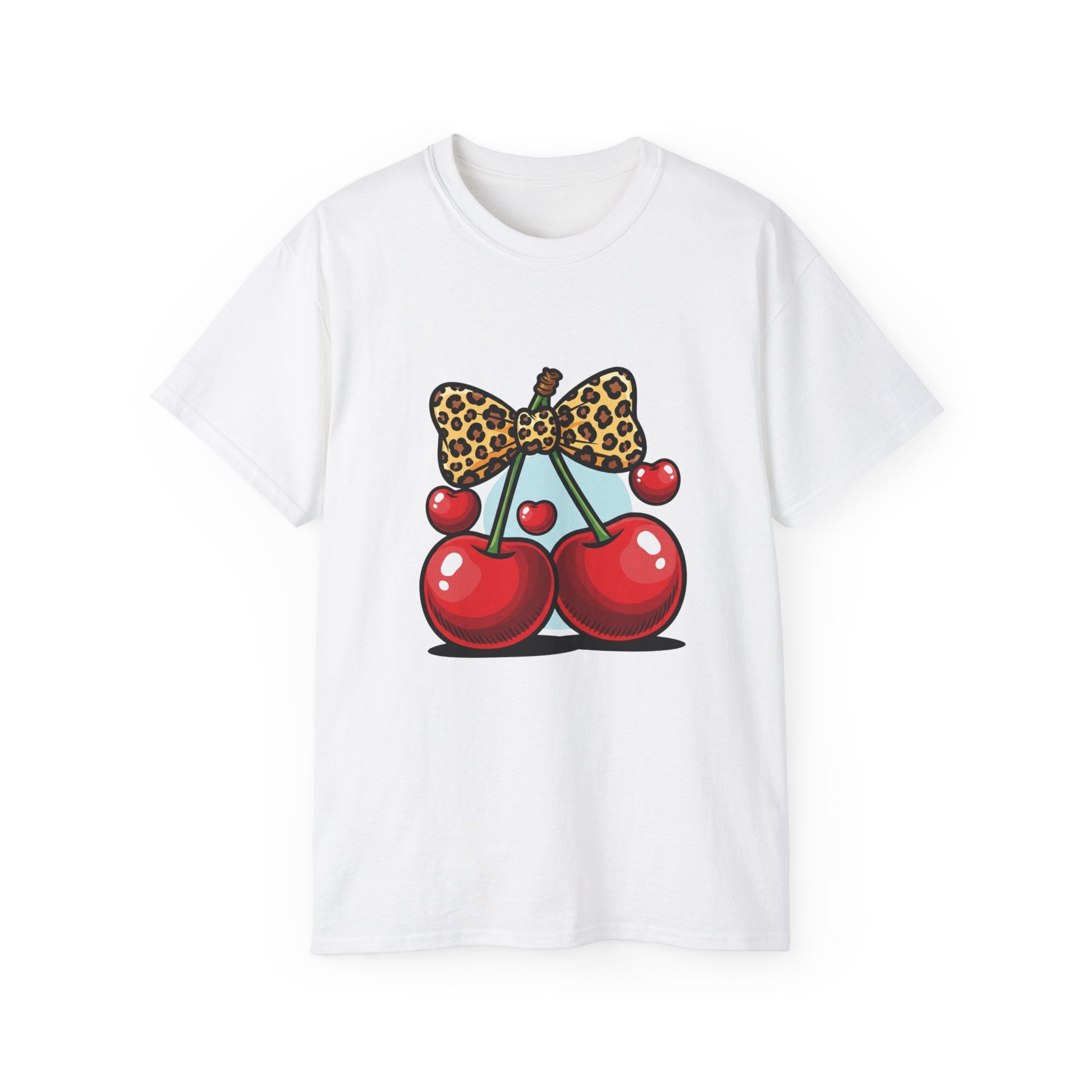 Cute Cherry Print Ultra Cotton Tee, Casual Summer Shirt, Gift for Her, Fruit Graphic Tee, Trendy Clothing