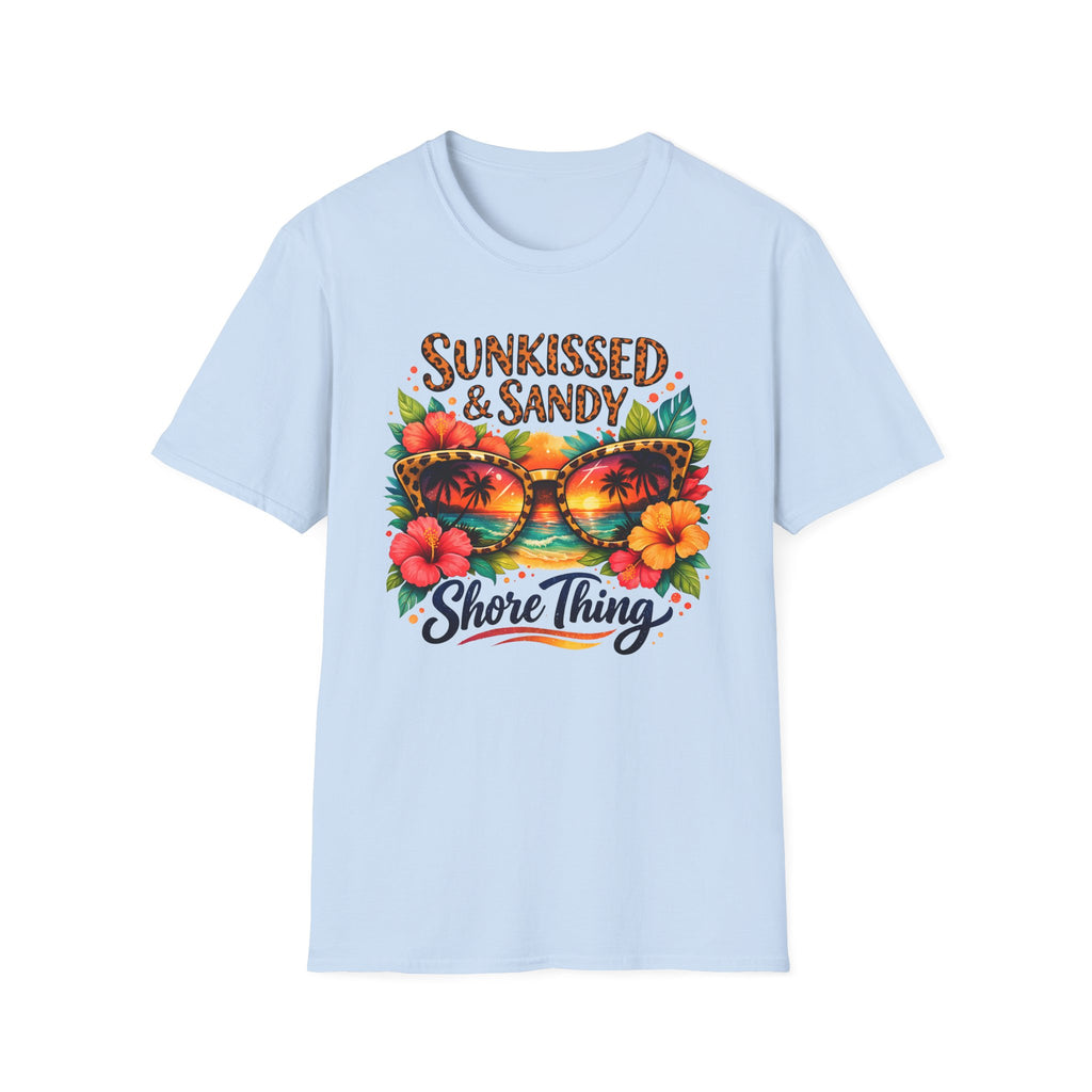 Sunkissed & Sandy Shore Thing T-Shirt | Tropical Sunglasses Floral Beach Design