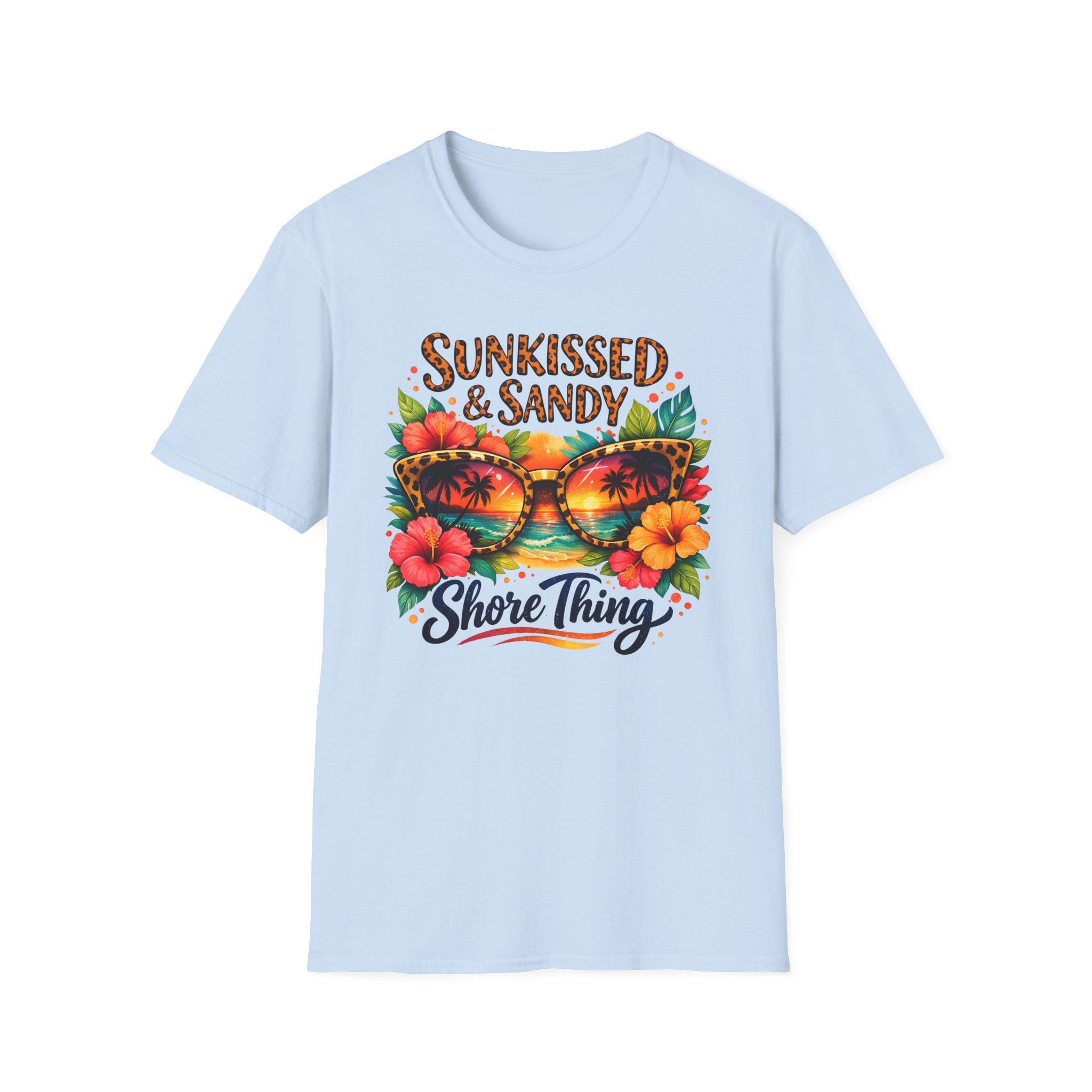 Sunkissed & Sandy Shore Thing T-Shirt | Tropical Sunglasses Floral Beach Design