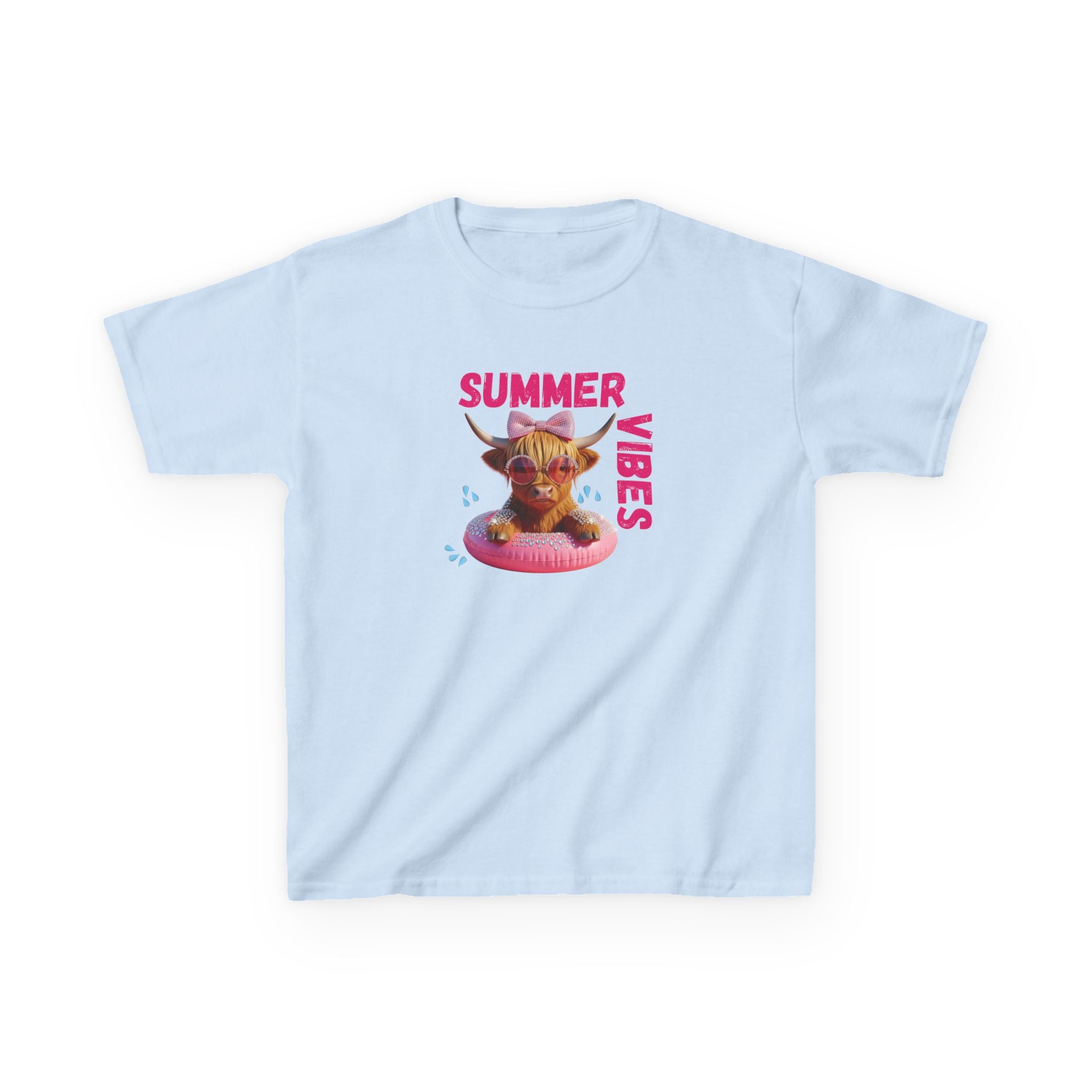 Girl's Summer Vibes Tee, Fun Cotton Shirt, Beach Wear, Vacation Outfit, Children's T-Shirt, Gifts for Kids