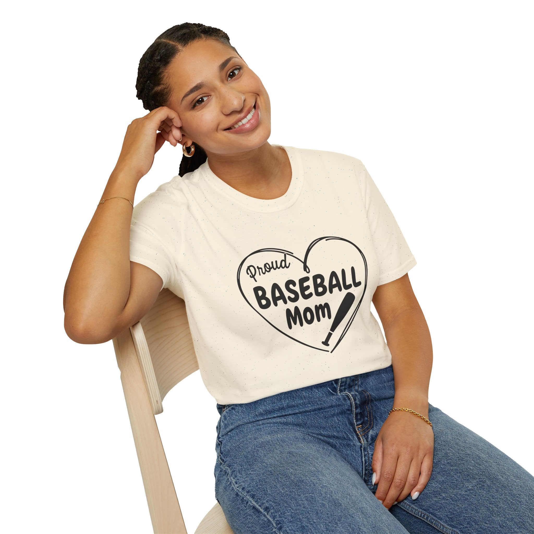 Proud Baseball Mom T-Shirt | Heart Baseball Bat Design