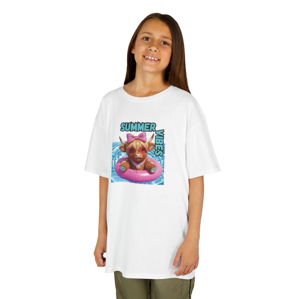 Girl's Summer Vibes Kids Tee | Fun Summer T-Shirt for Kids, Beach Shirt, Vacation Tee, Pool Party Gift