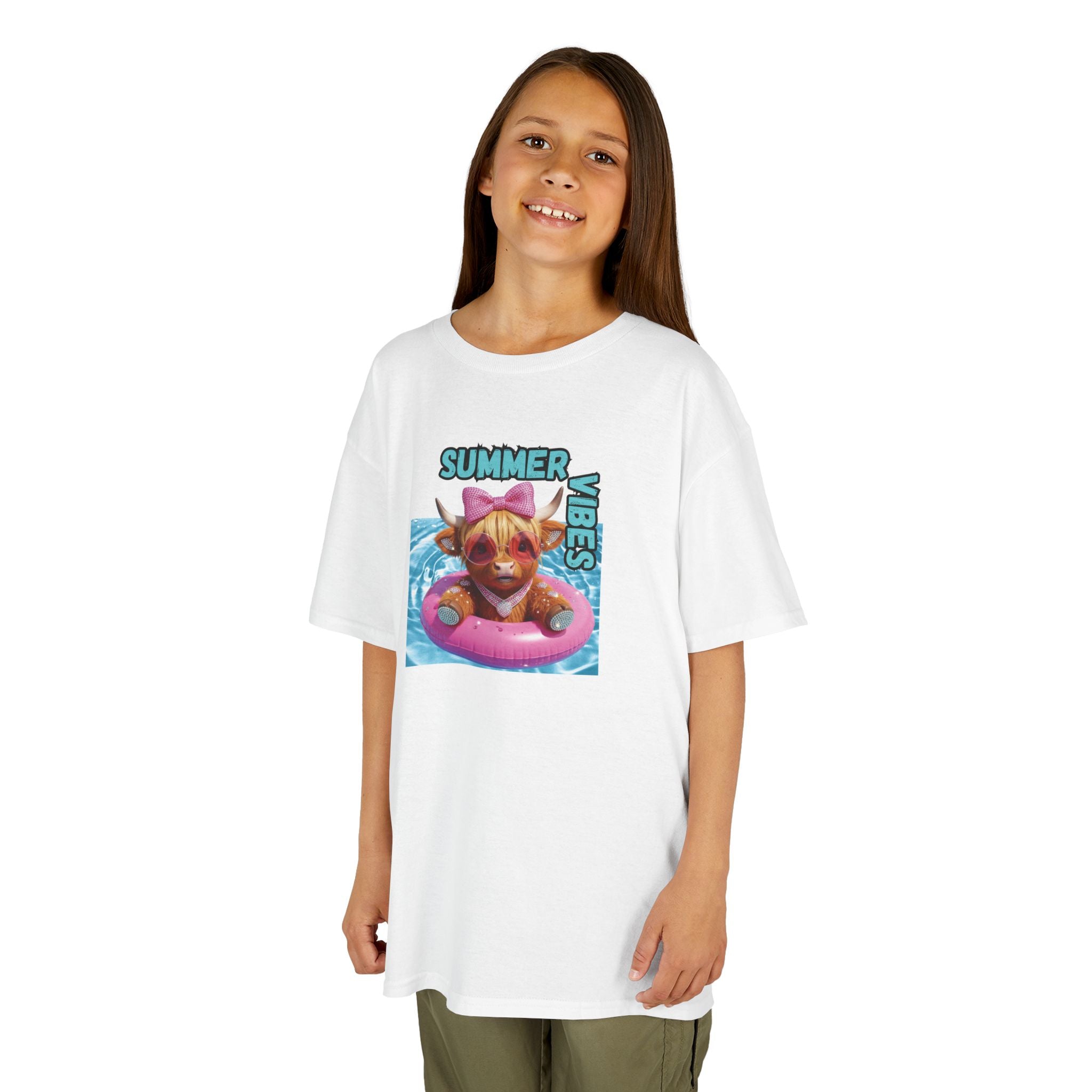 Girl's Summer Vibes Kids Tee | Fun Summer T-Shirt for Kids, Beach Shirt, Vacation Tee, Pool Party Gift
