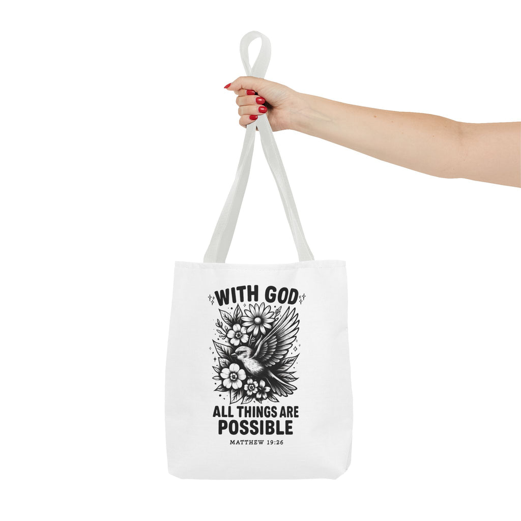 Matthew 19 26 Christian Tote Bag, Bible Verse Tote, Inspirational Tote Bag, Faith Tote, Scripture Tote, Gift for Believers