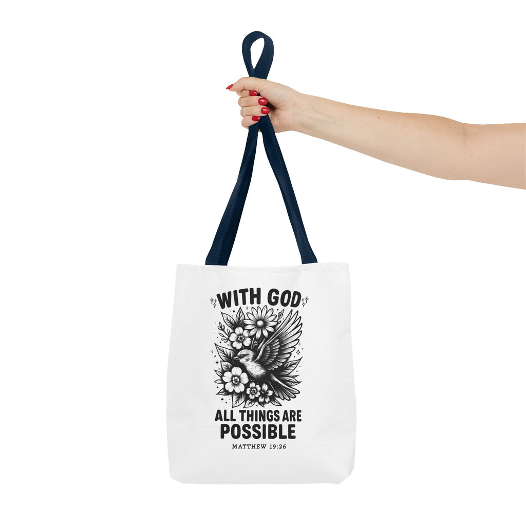 Matthew 19 26 Christian Tote Bag, Bible Verse Tote, Inspirational Tote Bag, Faith Tote, Scripture Tote, Gift for Believers