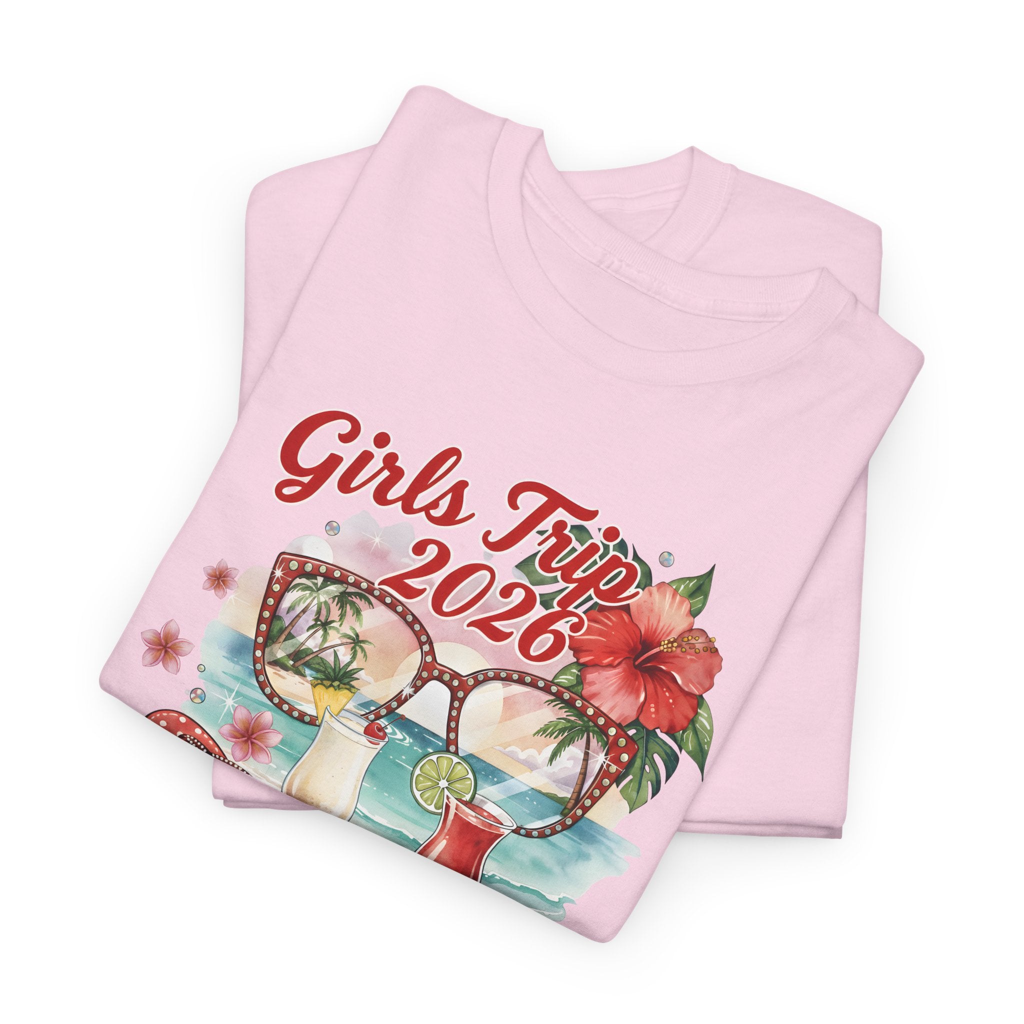 Girls Trip 2026 T-Shirt | Tropical Hibiscus Beach Design Shirt