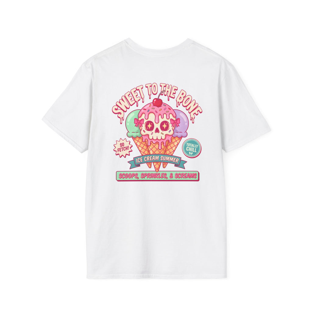 MsDembeauty Summer Collection: Ice Cream Skull T-Shirt — Cute Pastel Retro Graphic Front and Back Tee