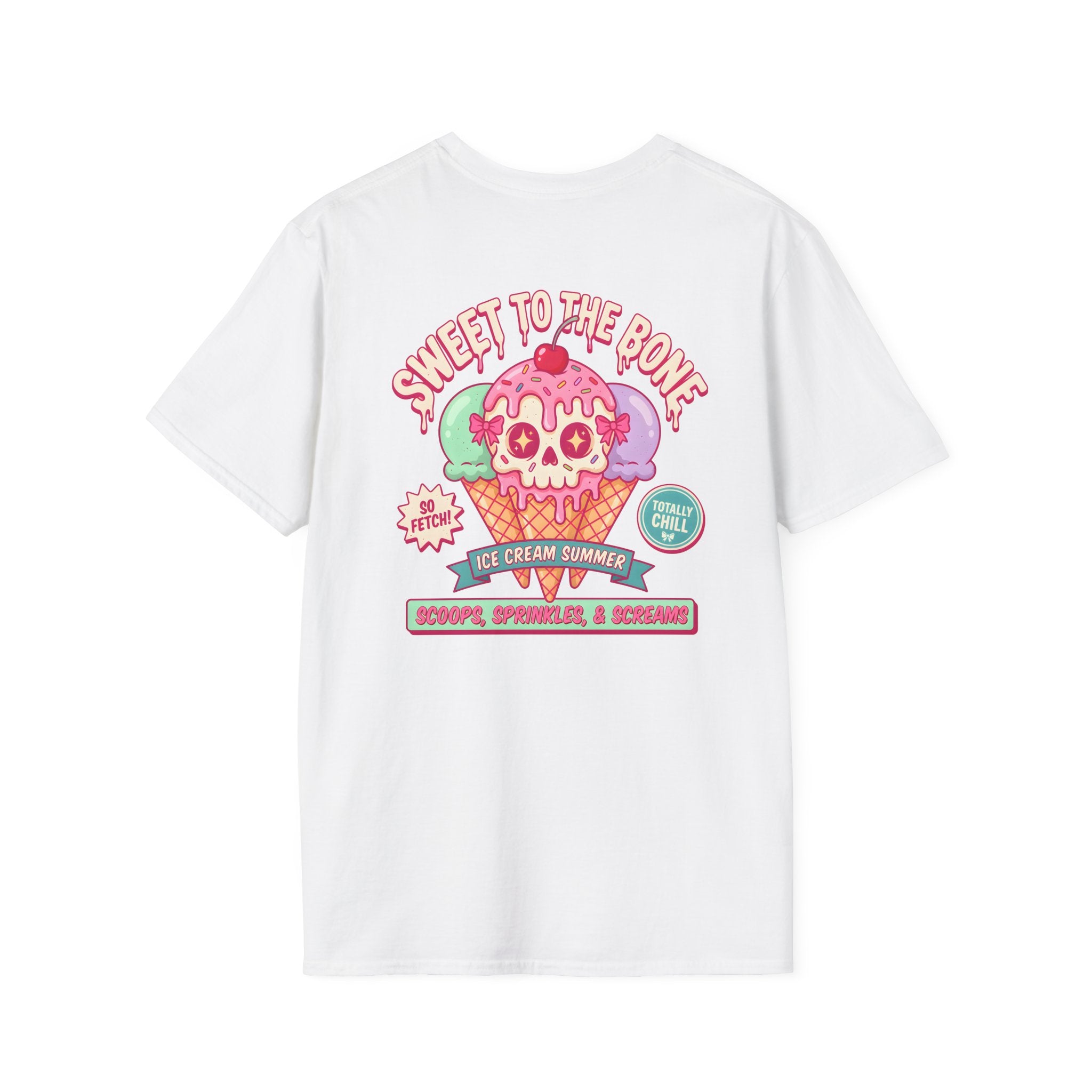 MsDembeauty Summer Collection: Ice Cream Skull T-Shirt — Cute Pastel Retro Graphic Front and Back Tee