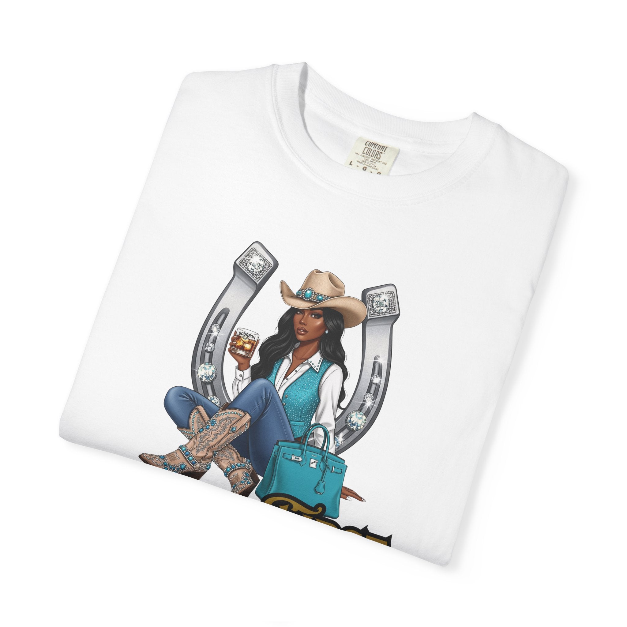 African American Cowgirl Rodeo Themed Rhinestone Shirt, 'Not My First Rodeo' Western Style Top, Rodeo Shirt, Boots On The Ground Tee