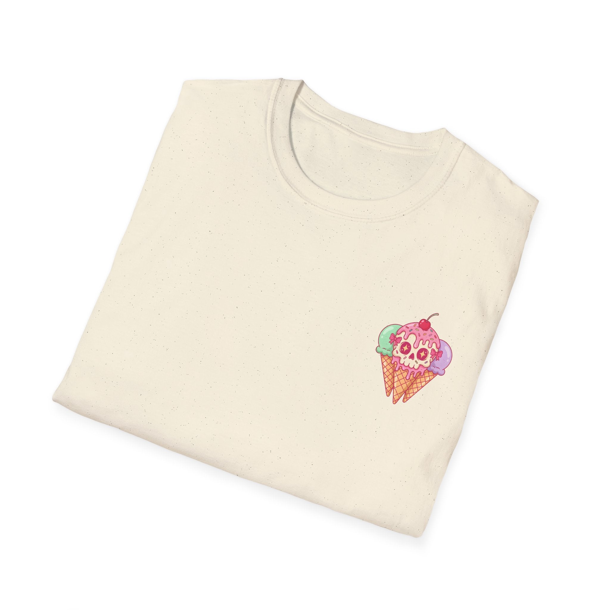 MsDembeauty Summer Collection: Ice Cream Skull T-Shirt — Cute Pastel Retro Graphic Front and Back Tee